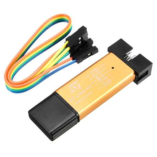 5pcs ST-LINK V2 STM8 STM32 Programmer Debugger with 3.3V/5V, 500mA Fuse Protection, Aluminum Alloy Case & 20cm Dupont Wires - Ideal for Embedded System Development, Electronics Projects, and Microcontroller Programming