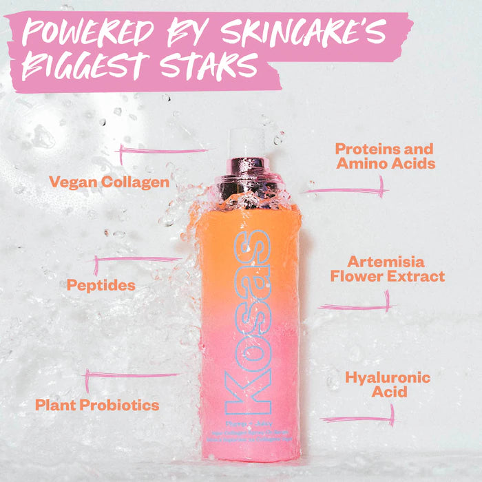 Kosas Plump + Juicy Vegan Collagen & Probiotic Hydrating Face Serum Spray - Cruelty-Free Skincare for Dry Skin, Fine Lines & Wrinkles - Perfect for Daily Hydration & Travel Skincare Routine