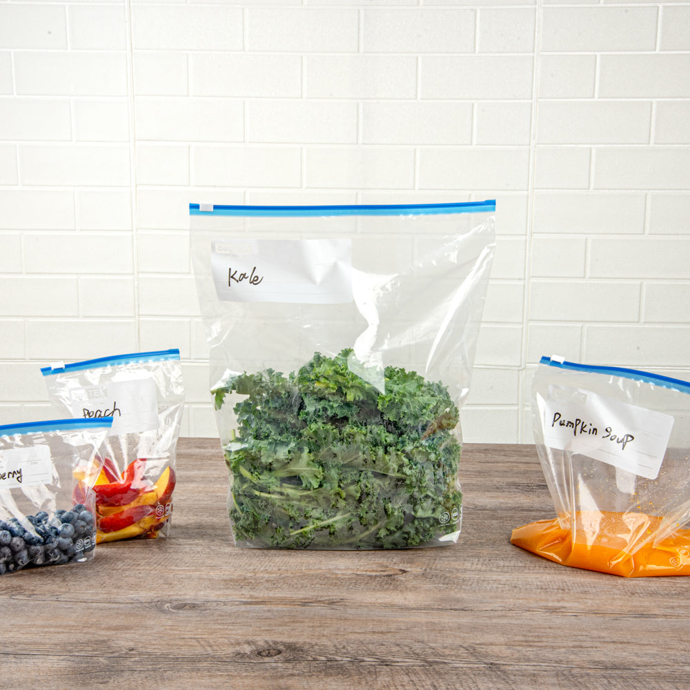BPA-Free 2 Gallon Clear Plastic Slider Freezer Bags with Expandable Bottom & Write-On Labels - 25 Count Box (13x5x15 inches) - Perfect for Meal Prep, Freezing & Food Storage