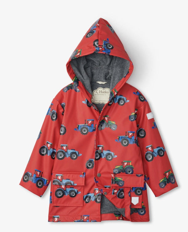 Hatley Raincoat for Kids - Waterproof Farm Tractors Design - Perfect for Outdoor Play & Rainy Day Adventures