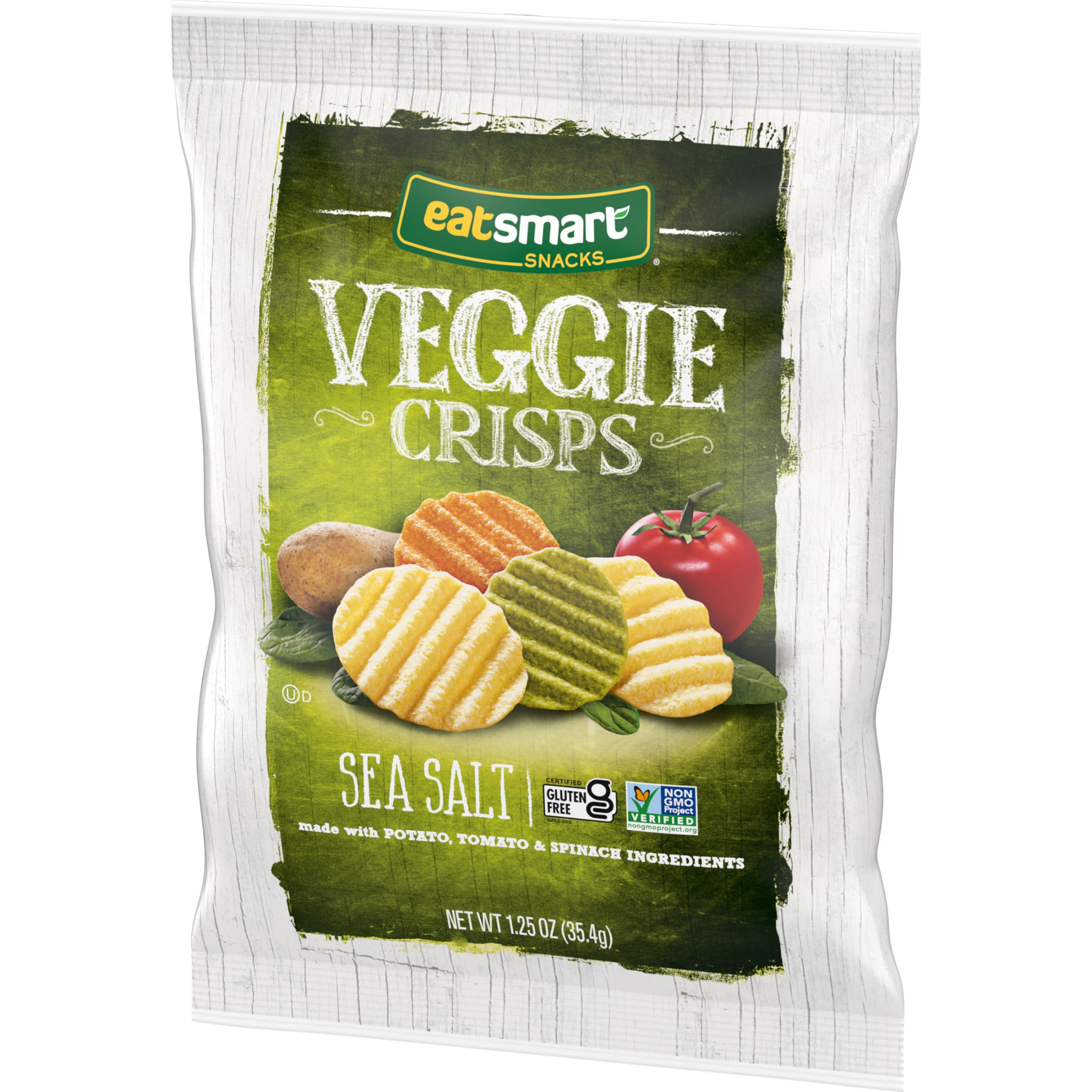 Eatsmart Sea Salt Veggie Crisps - Healthy Gluten Free Snacks - 1.25 Oz (8 Pack) - Perfect for Lunch Boxes, Office Snacking & Road Trips