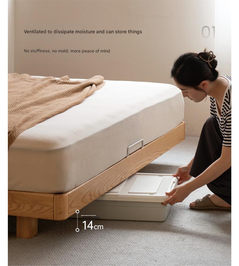 Solid Oak Wood Suspension Bed - King Size Platform Bed Frame with Large Headboard - Perfect for Master Bedroom & Modern Home Decor