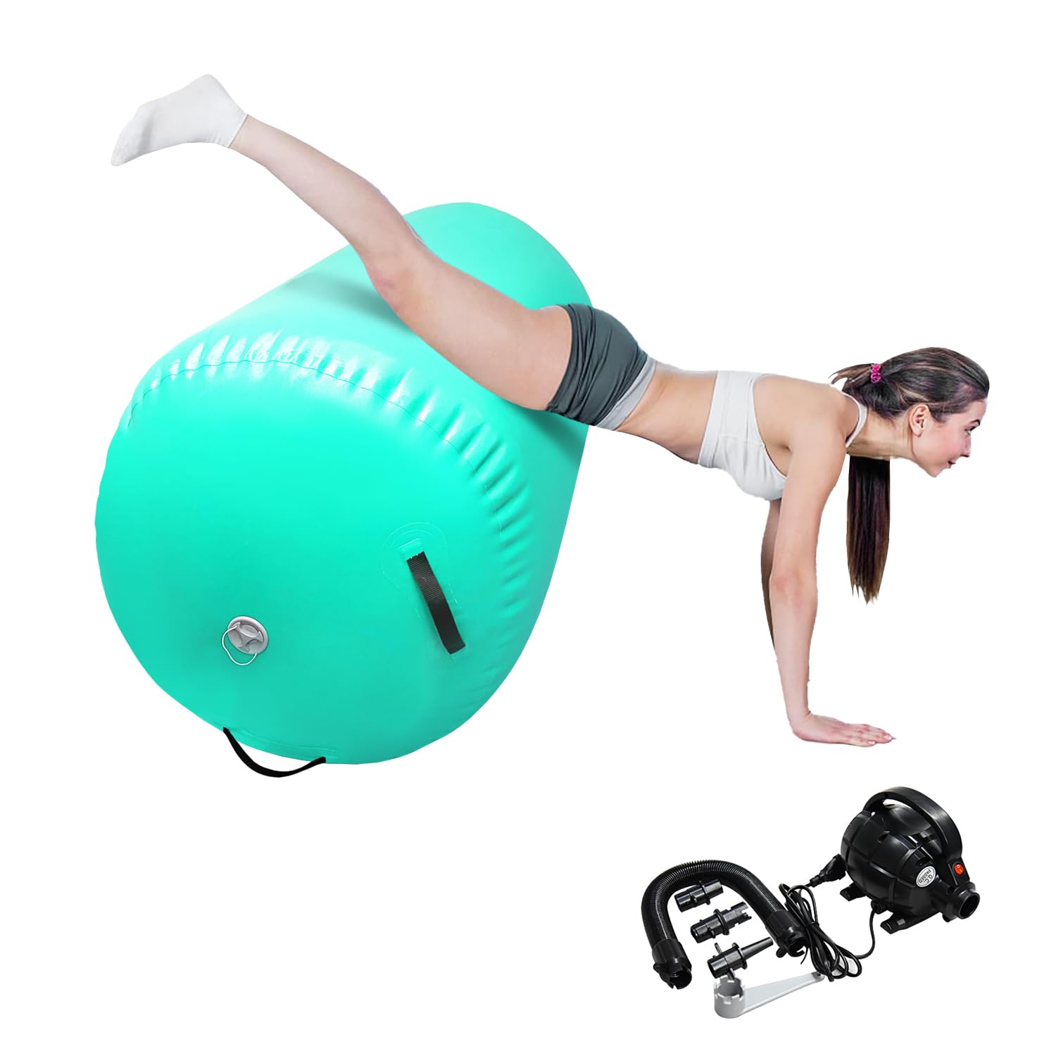 Inflatable Air Barrel Back Roller Tumbling Mat with Electric Pump - Gymnastic Equipment for Home Gym, Cheerleading & Yoga - Perfect for Stretching, Exercise & Tumbling Practice