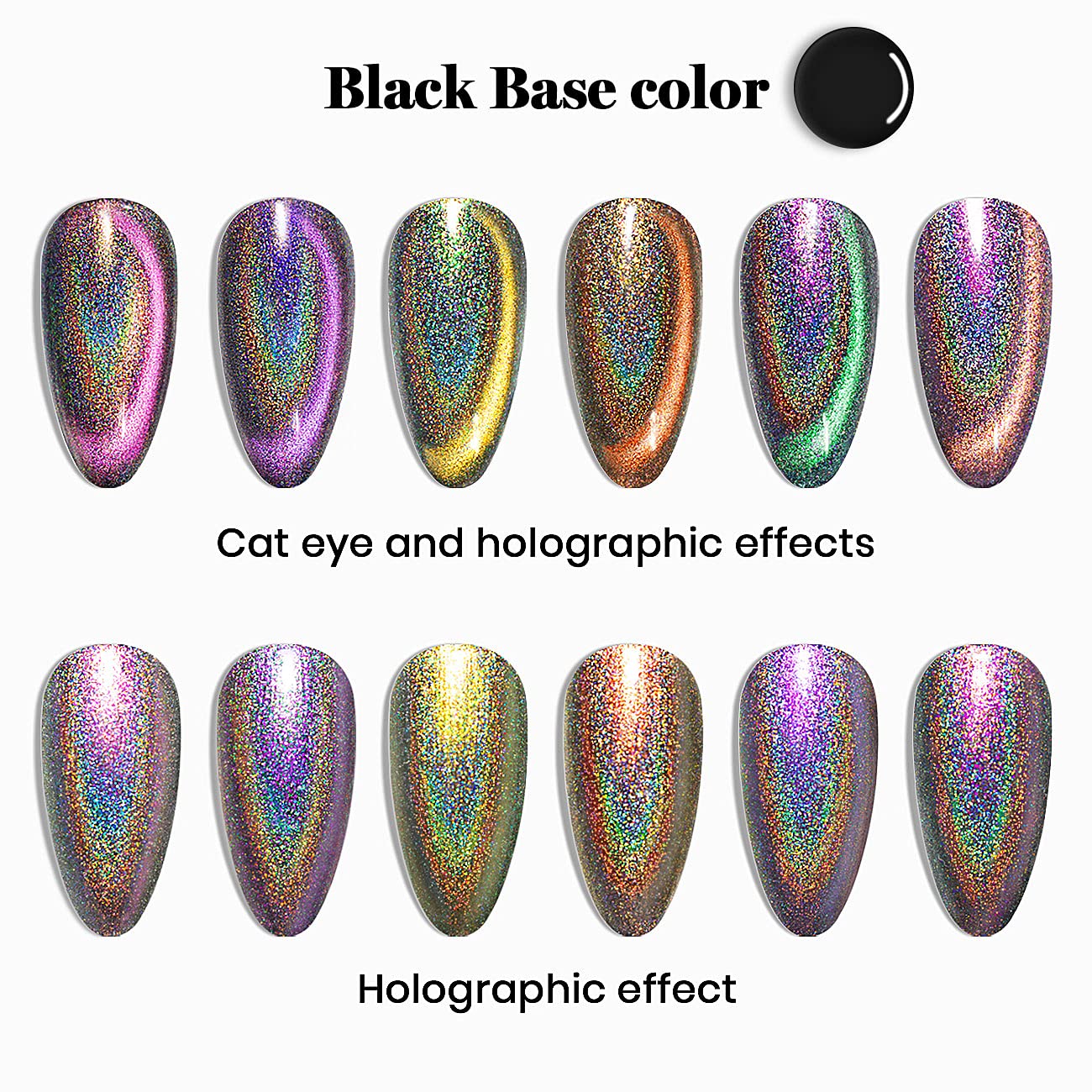RARJSM Holographic Cat Eye Gel Nail Polish Set - 6PCS Magic Chameleon Galaxy Magnetic Nail Polish Kit with Glitter Diamond Effect (7.5ML) - Professional Salon Quality Manicure Varnish with Magnetic Stick - Perfect for Nail Art, Parties, and Special Occasions