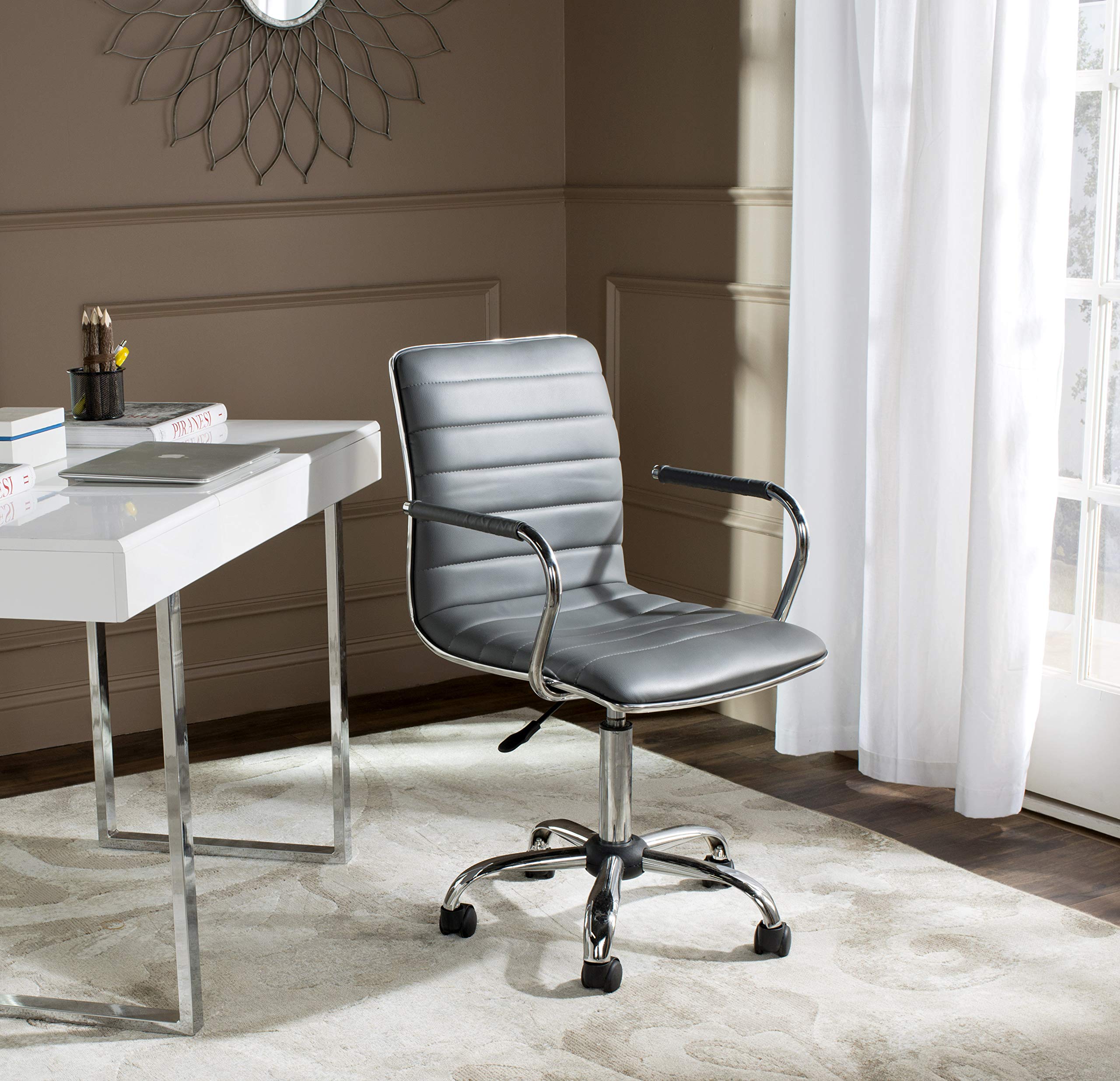 Safavieh Jonika Modern Desk Chair - Grey Home Office Chair for Comfortable Work & Study - Perfect for Home Office, Study Room & Workspace