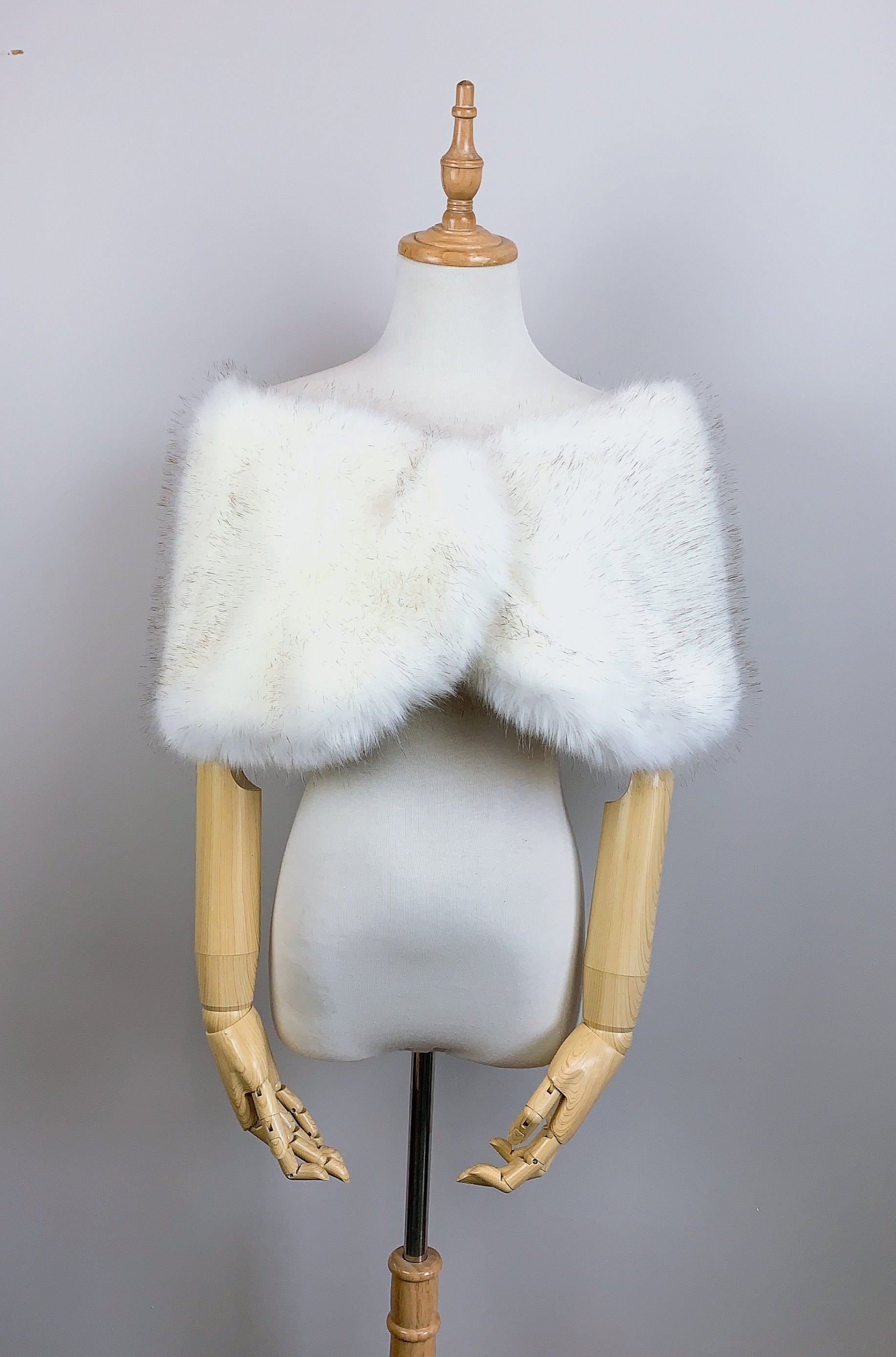 Ivory and Black Fur Wrap Shawl - Elegant Winter Fashion Accessory for Women | Perfect for Parties, Weddings, and Formal Events