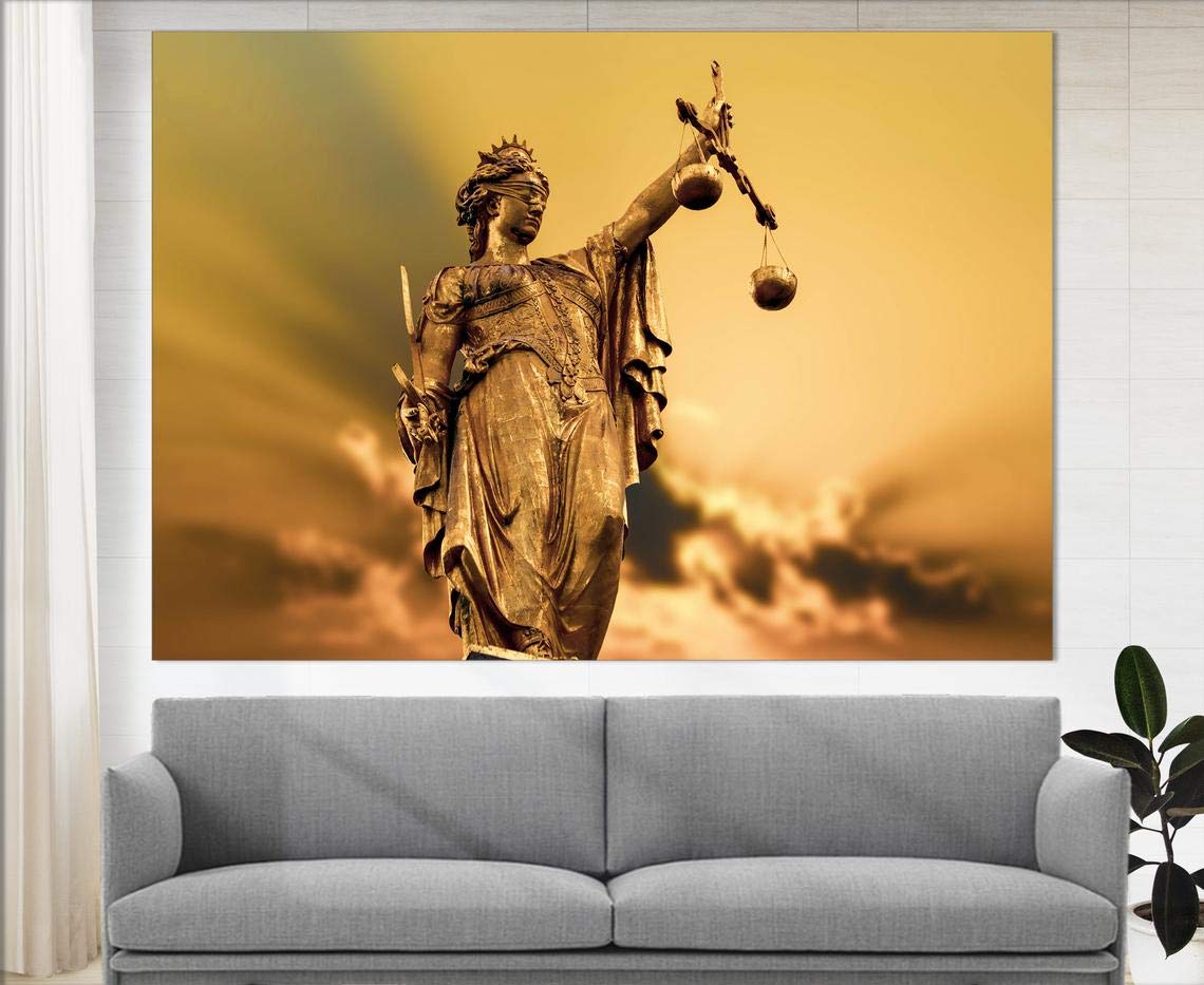Justice Canvas Print - Elegant Law Office Wall Art for Lawyers, Judges & Attorneys - Perfect Lawyer Gift, Courtroom Decor & Legal Professional Present - Ideal for Home, Office & Courtroom Décor