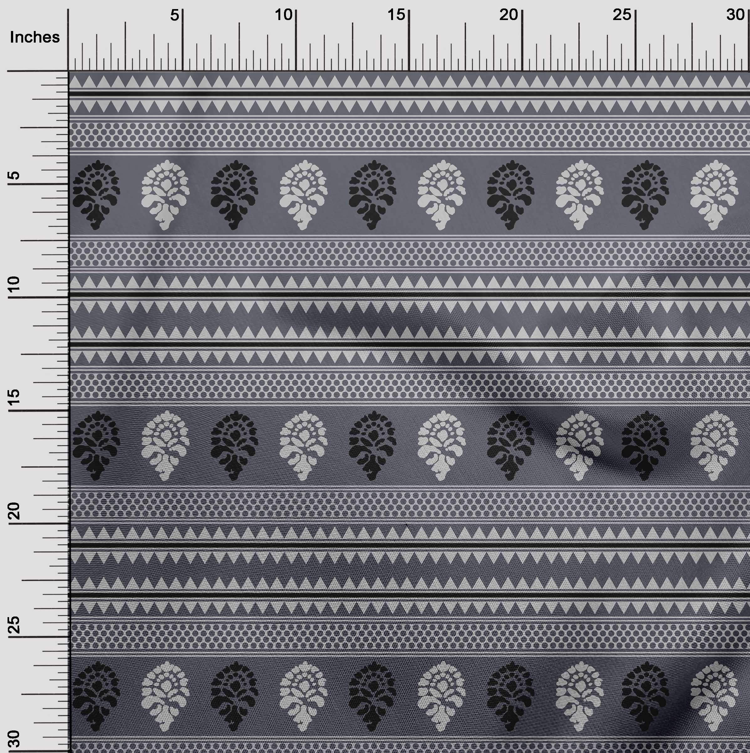 oneOone Polyester Spandex Light Gray Ethnic Block Print Fabric - 56 Inch Wide Dress Material by The Yard | Perfect for DIY Dresses, Skirts, and Cultural Costume Making