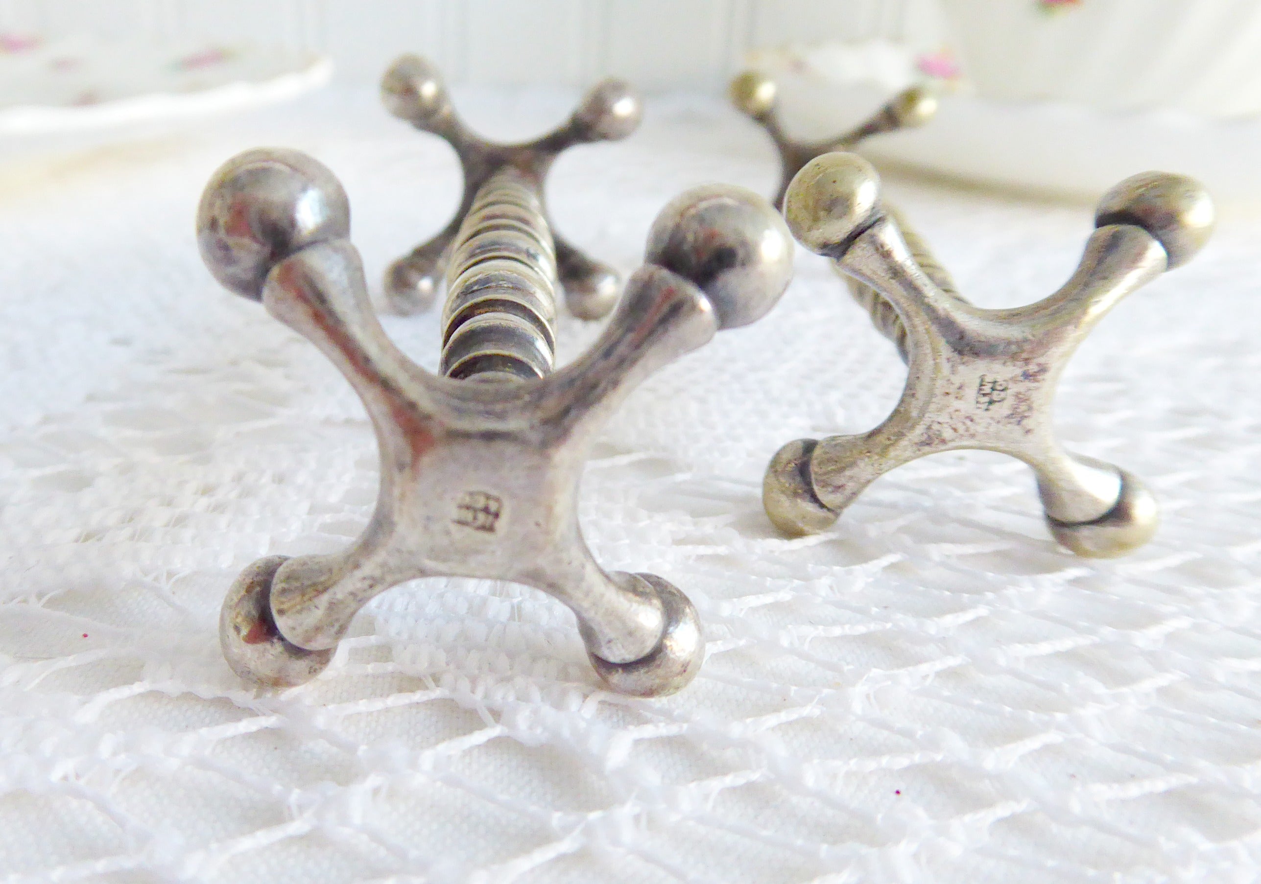 Antique English Edwardian Cutlery Rests - Pair of Turned Bar with Ball Ends (1890-1910) by Wilkinson | Perfect for Vintage Table Settings, Tea Parties & Collectors