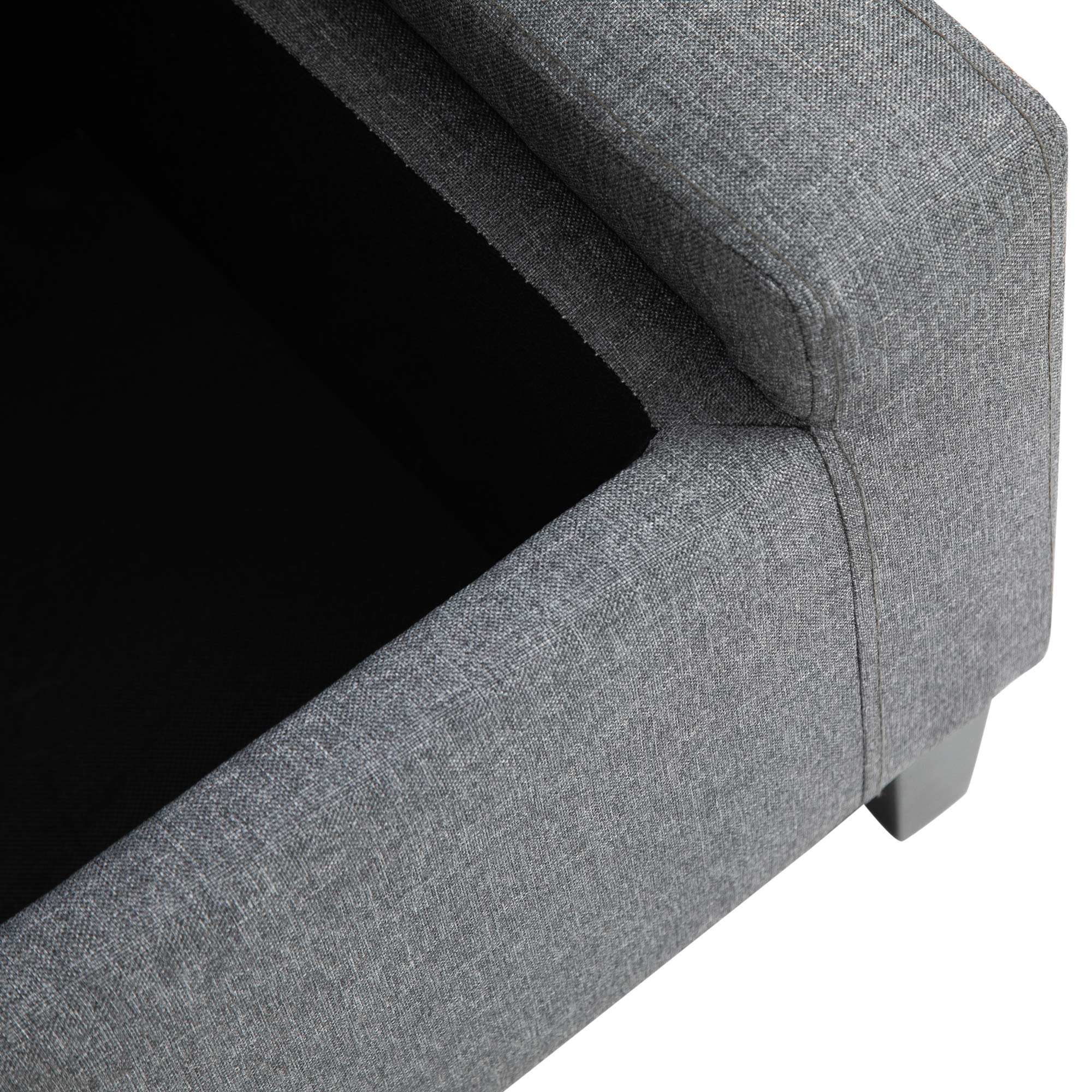 HOMCOM Gray Linen Upholstered Storage Ottoman Bench with Lift Top & Button Tufted Design - Perfect for Living Room, Bedroom & Entryway Organization
