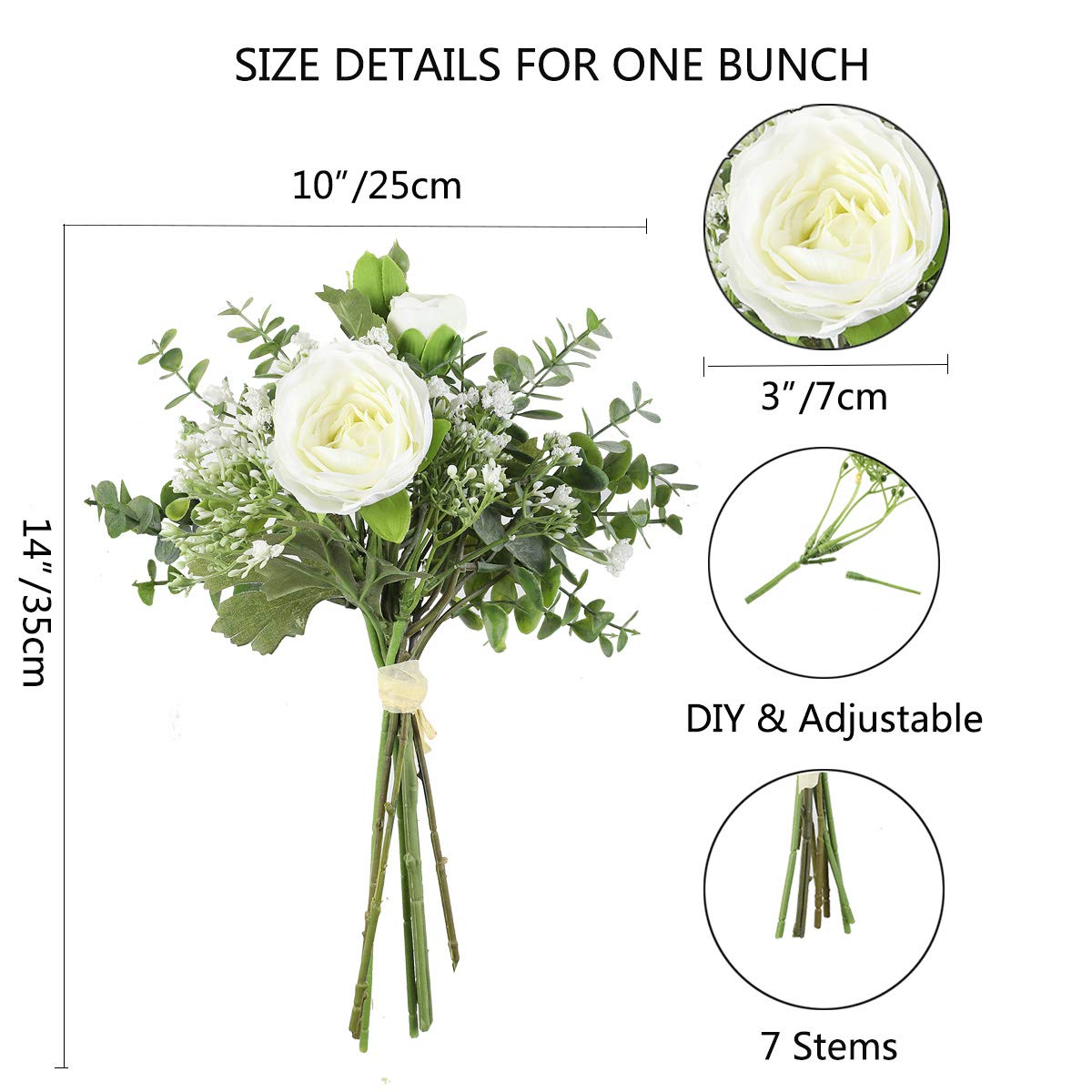 Famibay 2 Pack Artificial Eucalyptus Leaves & Pink Baby's Breath (Gypsophila) Fake Flower Bouquet - Wedding, Home, Office Decor for Centerpieces, Table Arrangements & DIY Floral Displays