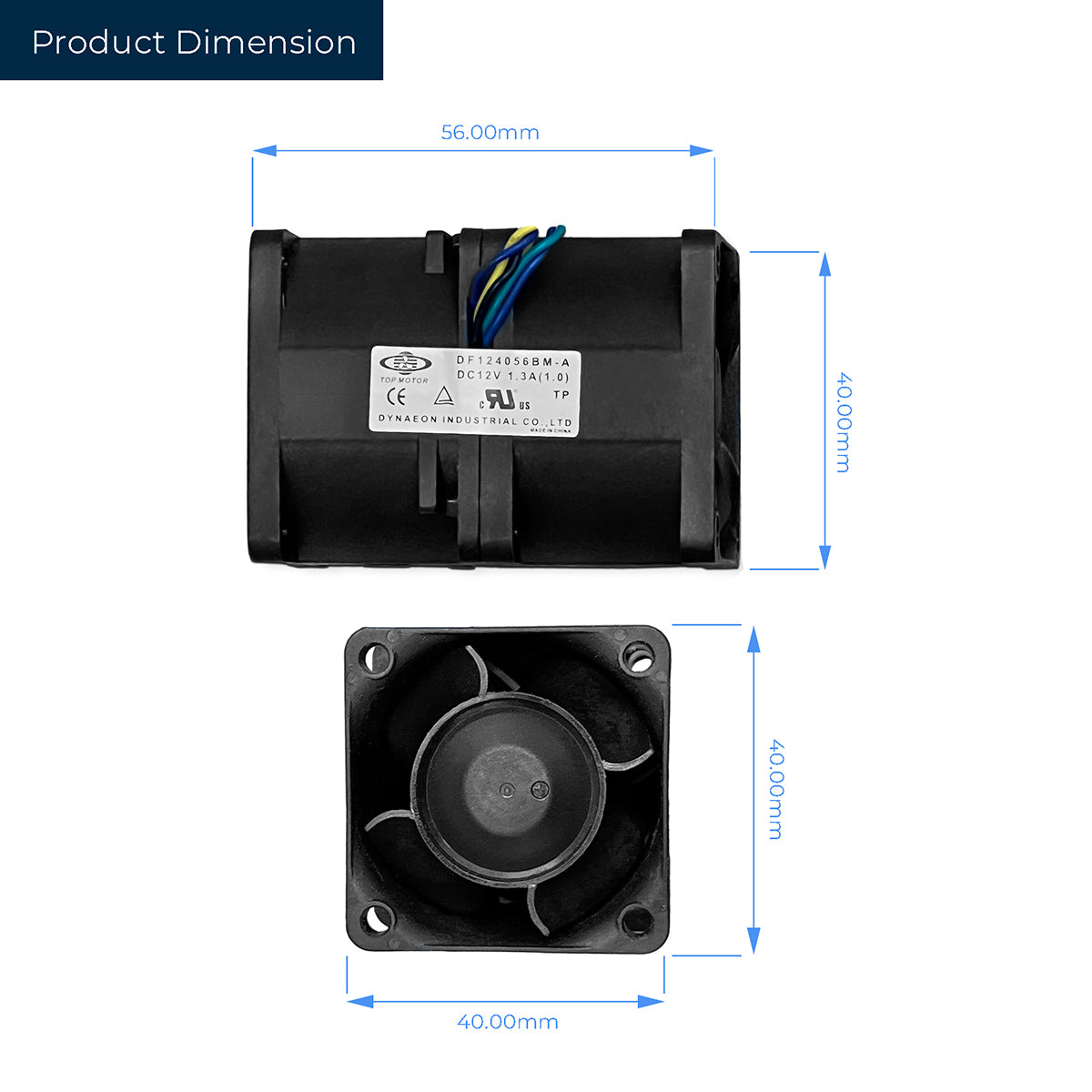 Dynatron 40x40x56mm 12V Dual Ball Bearing Cooling Fan DF124056BM PWM - High Performance PC Case & Server Cooling Solution for Optimal Airflow