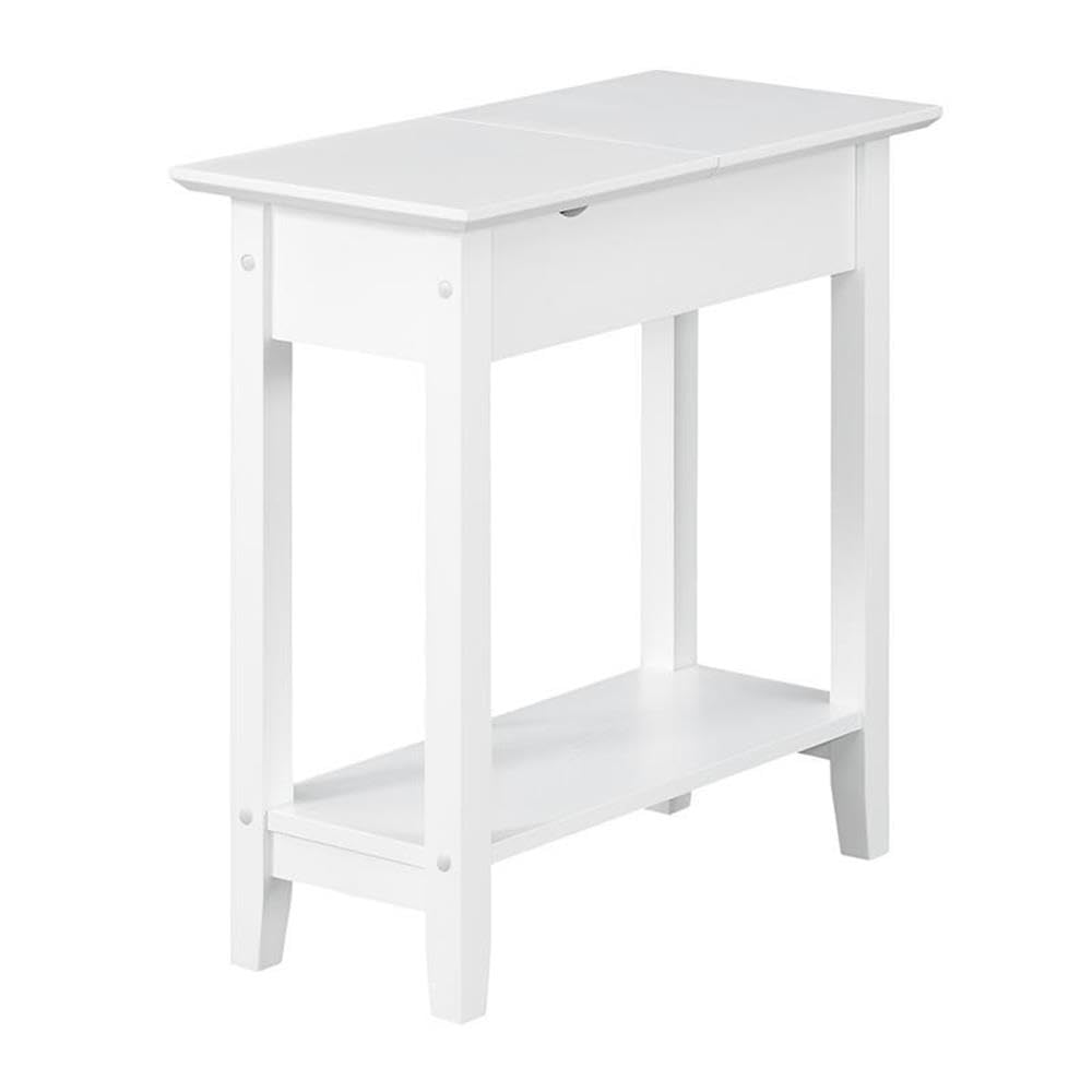 Premium White Wood Finish End Table with Built-in USB Charging Station - Set of 2 Nightstands for Living Room, Bedroom, or Office