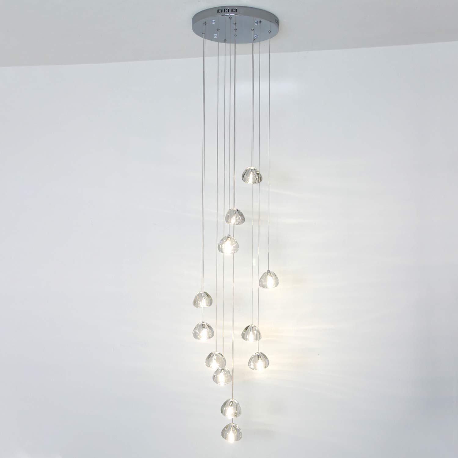 12-Light Modern Chandelier with Crystal Raindrop Design - 15.7
