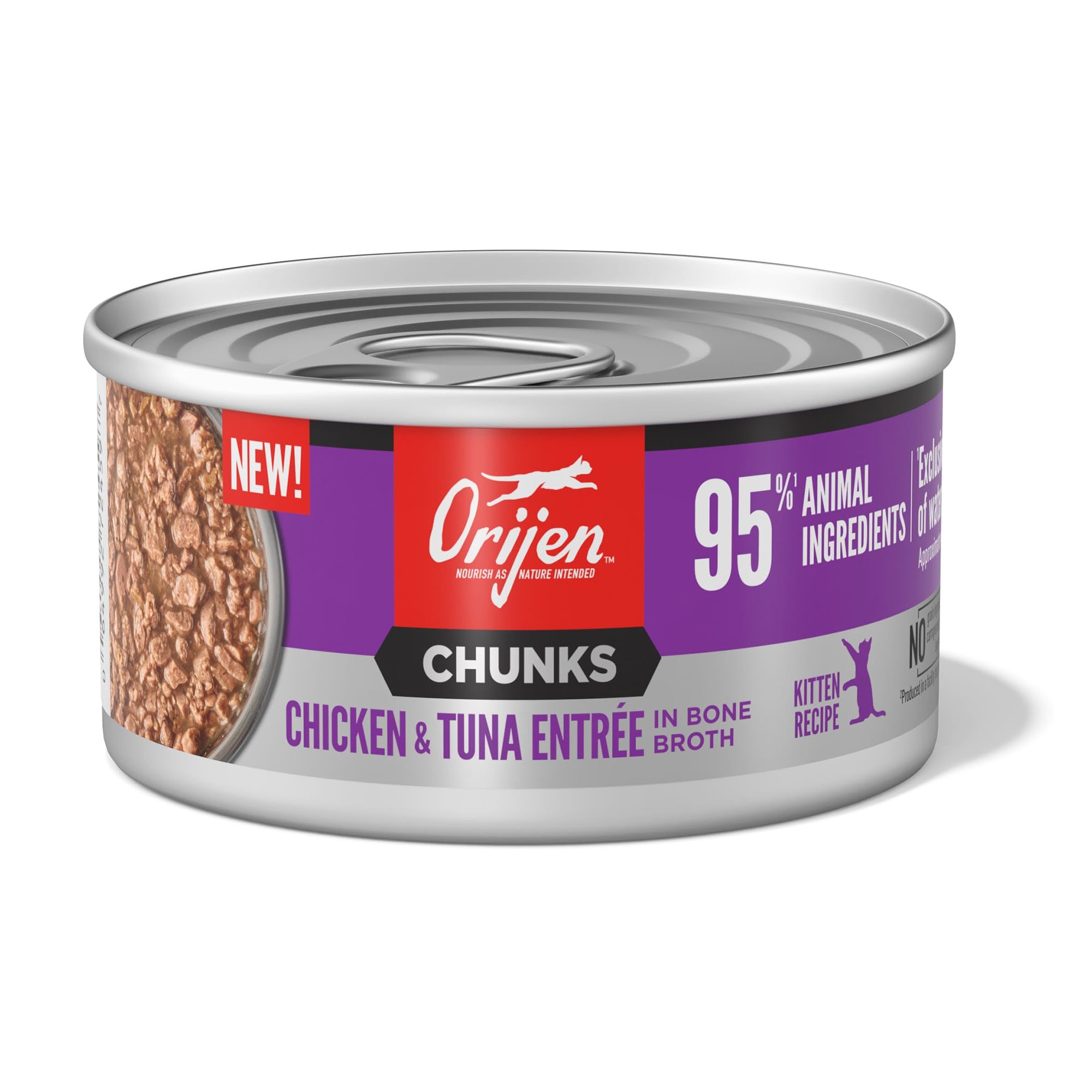 ORIJEN Premium Kitten Food - Chicken & Tuna Entrée in Gravy, 3oz Cans (Pack of 12) | High-Protein Wet Cat Food for Growing Kittens | Perfect for Weaning, Mealtime & Nutritional Supplement