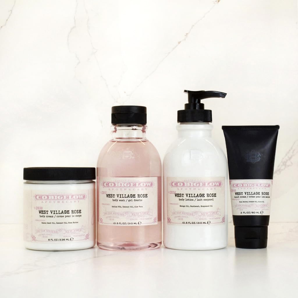 C.O. Bigelow Iconic Collection West Village Rose Body Wash with Sodium PCA, Coconut Oil & Aloe Vera - 10.5 fl oz | Hydrating & Nourishing Shower Gel for Dry Skin | Perfect for Daily Use & Spa-Like Bath Experience