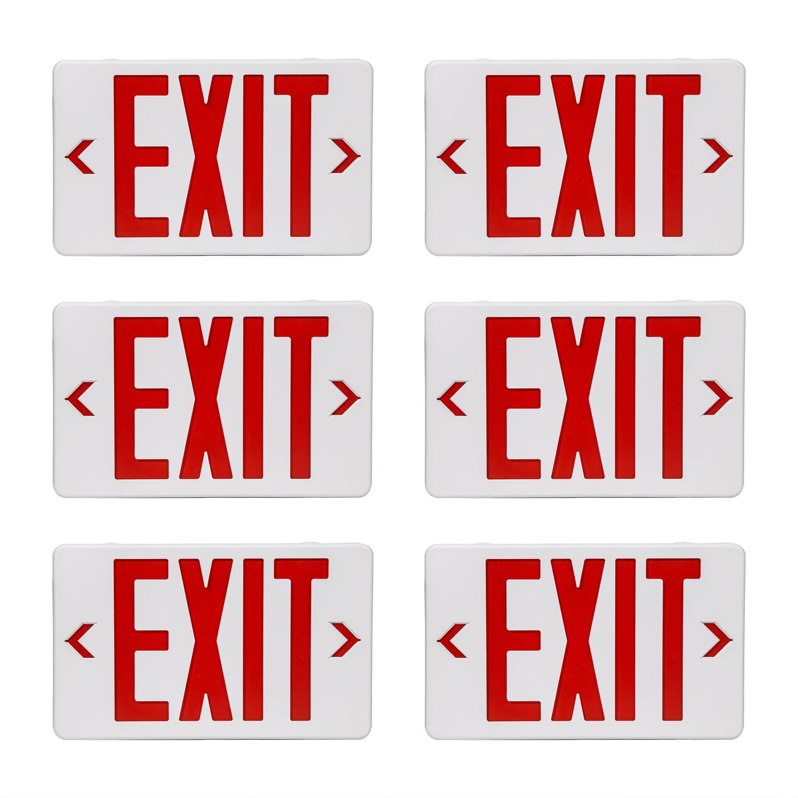 GZRUIYANG Red LED Exit Sign with Battery Backup - UL Listed Emergency Exit Light, AC 120/277V, Commercial Grade - 6 Pack for Office Buildings, Warehouses & Public Safety