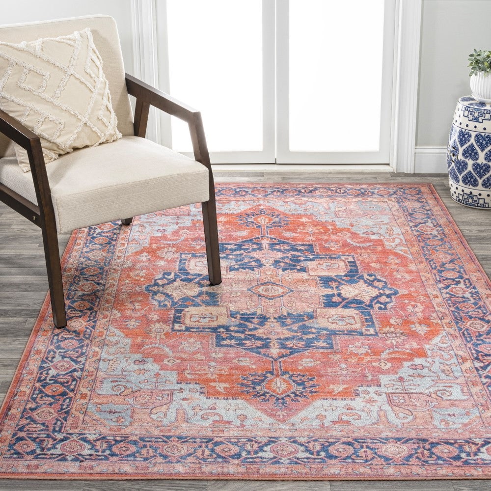 Maris Ornate Medallion Washable Area Rug - Non-Slip Living Room Carpet, Bedroom Decor, Home Office Floor Mat | Soft & Durable for High Traffic Areas