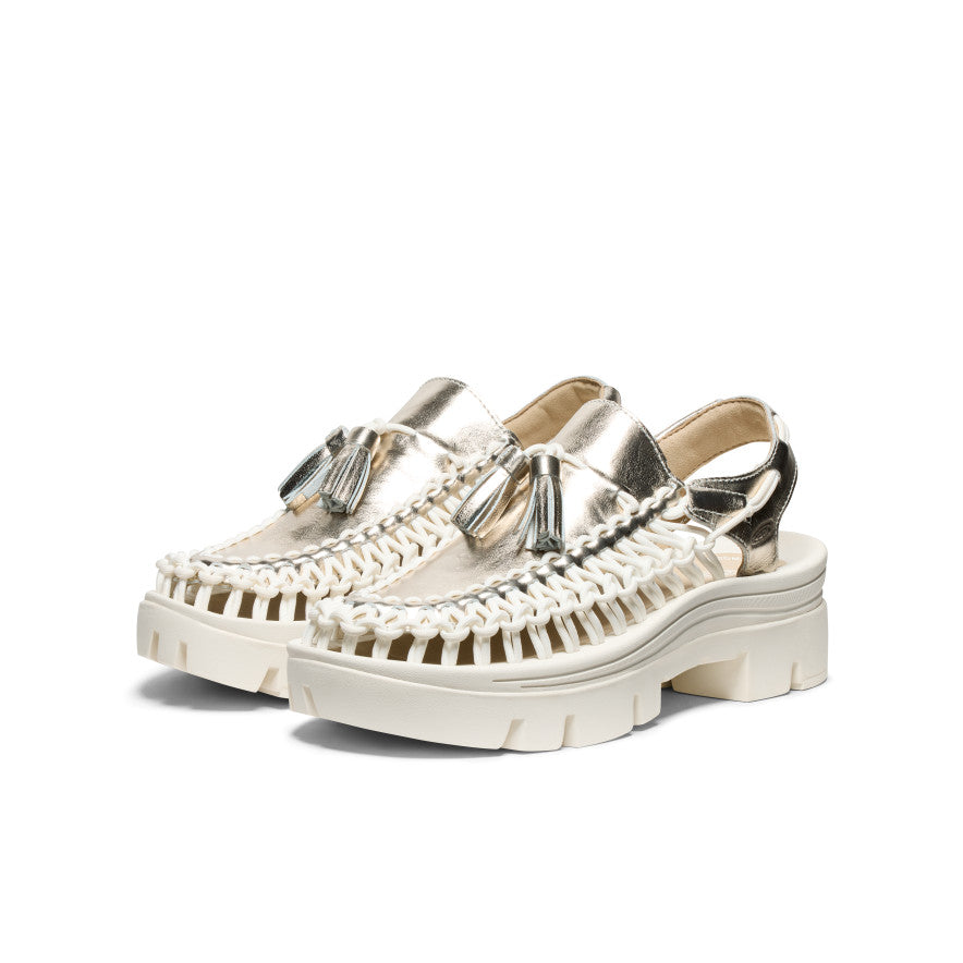 Unisex UNEEK PLT Tassel Sneakers - Champagne Gold & Star White | Trendy Casual Shoes for Men & Women | Perfect for Streetwear, Daily Wear & Fashion Outfits