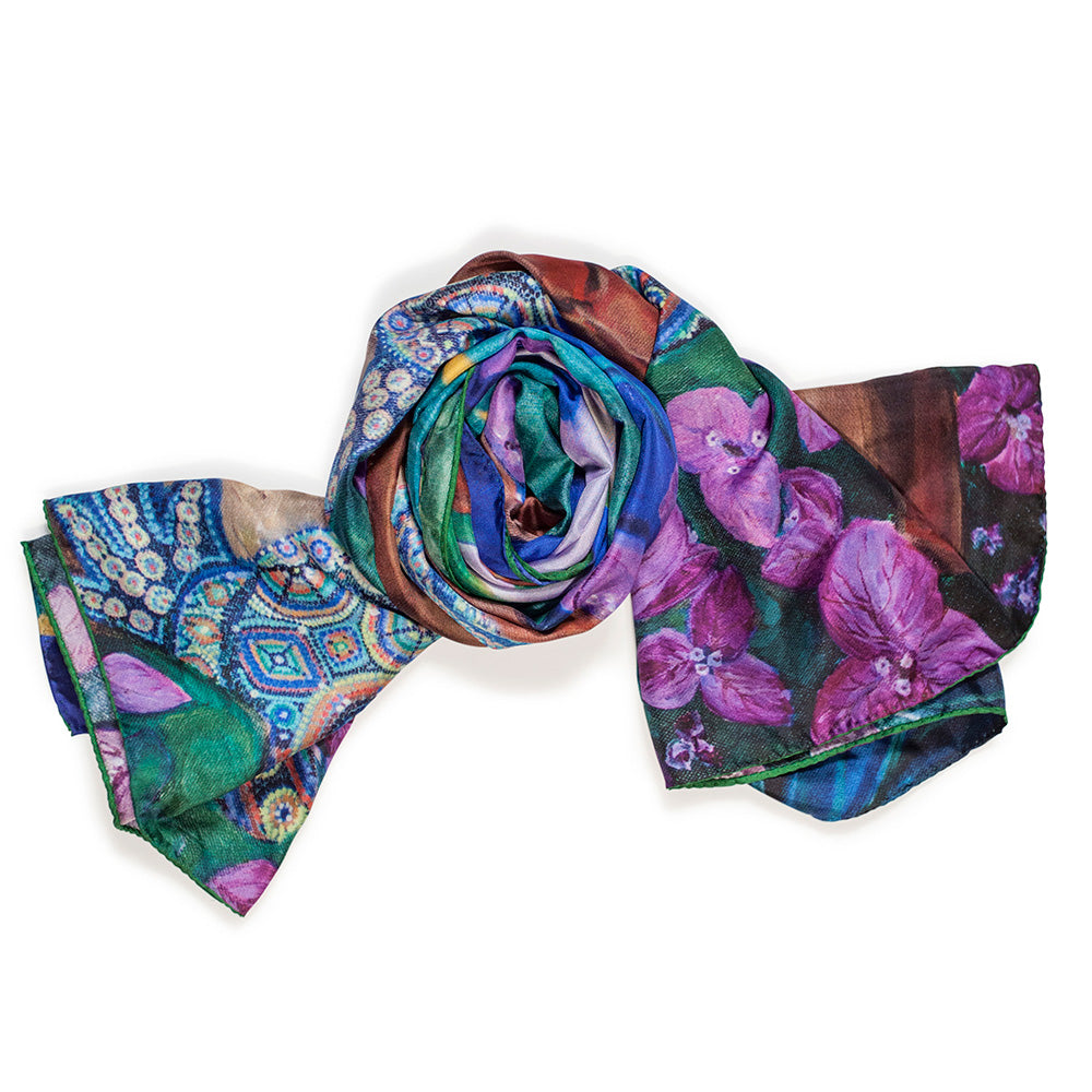 Elegant Mexico Long Silk Scarf - Soft & Lightweight Shawl for Women - Perfect for Travel, Parties & Formal Occasions