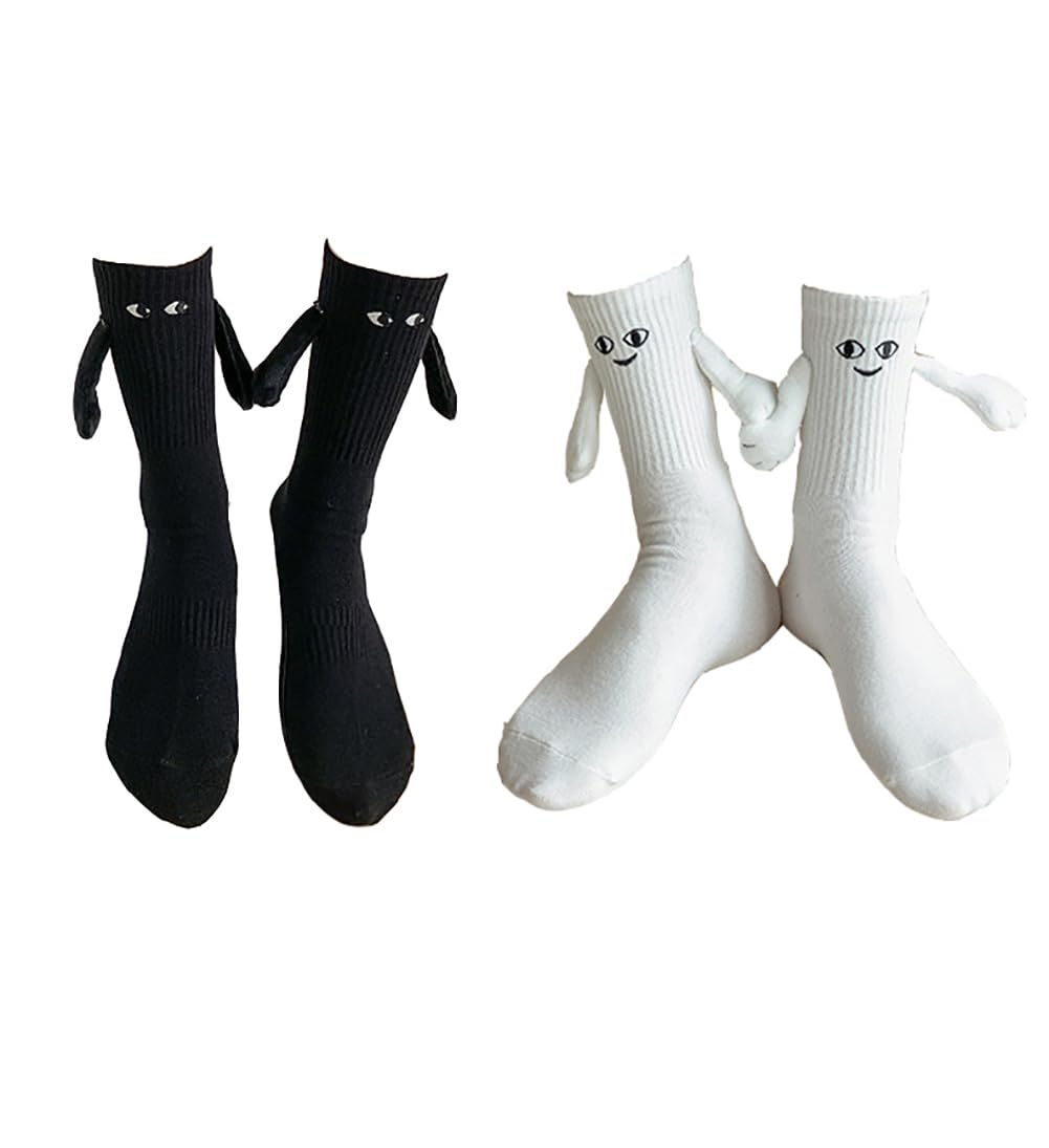 2 Pairs Magnetic Socks for Couples - Fun Hand Holding Socks with Strong Magnets - Perfect Christmas & Valentine's Day Gifts for Him and Her - Great for Date Nights, Couple Photos and Romantic Surprises