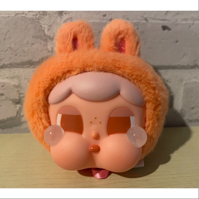 Crybaby Cringe Blob Vinyl Face Plush Pendant - Kawaii Bunny Orange Keychain for Backpacks & Gift Giving