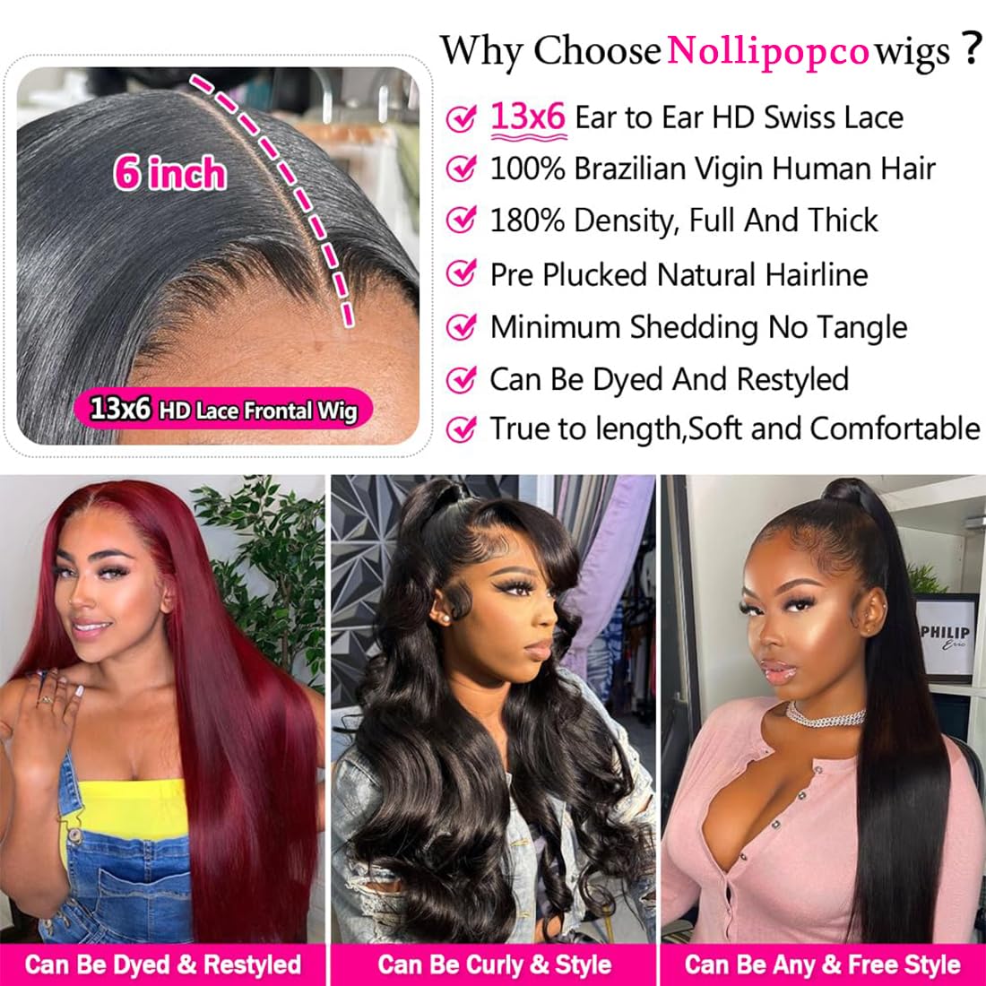 28 Inch 13x6 HD Straight Human Hair Lace Front Wig - Pre Plucked 180% Density 12A Glueless Lace Wig for Black Women | Natural Look for Daily Wear, Parties & Special Occasions