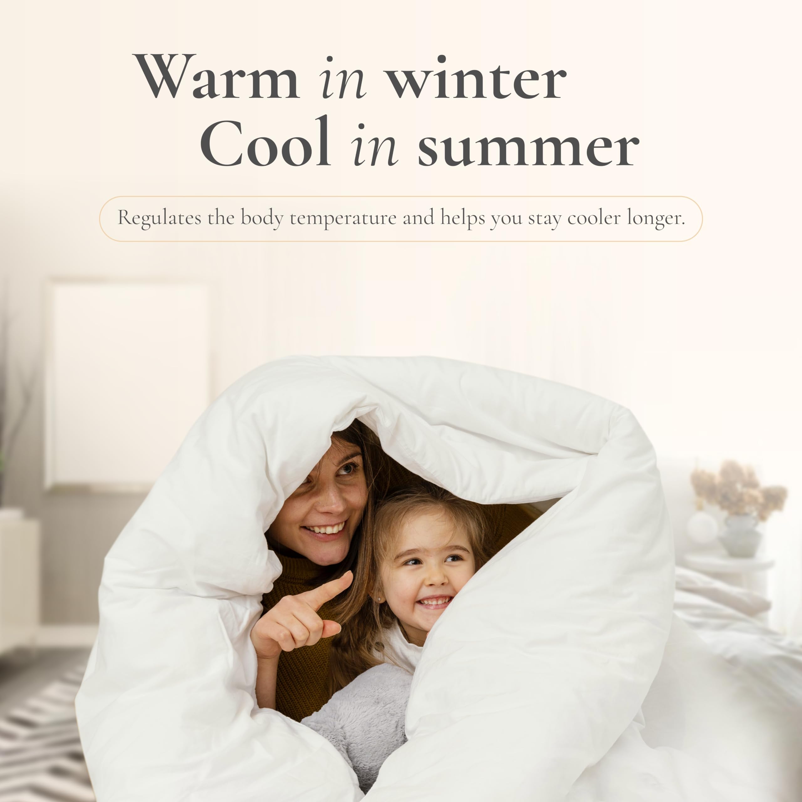 Sleep & Beyond myComforter 270TC 100% Natural Washable Wool Filled Bed Comforter - All Season Warm & Cooling - Ultra Soft Organic Cotton Cover - Noiseless - Ivory - Crib Size 35x53 Inches - Perfect for Nursery, Baby Bed & Co-Sleeping