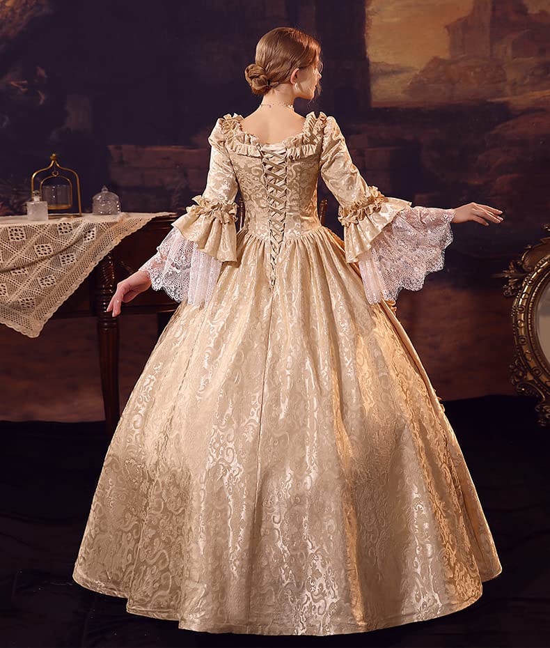 Victorian Rococo Ball Gown - Elegant Long Evening Party Dress for Women | CountryWomen Maiden Costume for Theater, Reenactment & Special Occasions