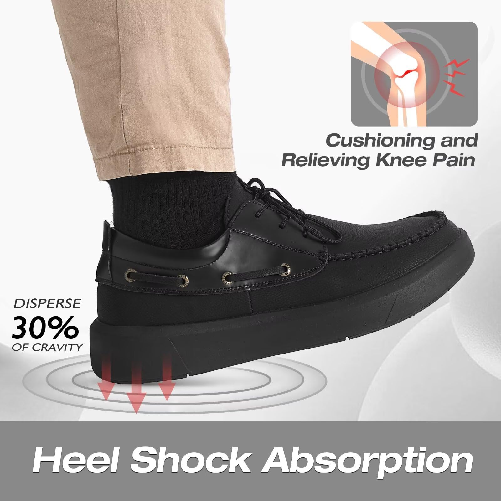 XPACS Men's Orthopedic Leather Dress Shoes for Walking - Arch Support Sneakers for Plantar Fasciitis & Flat Feet Relief - Comfortable Orthotic Casual Business & Work Shoes for Heel Pain - Perfect for Office, Travel & Daily Wear