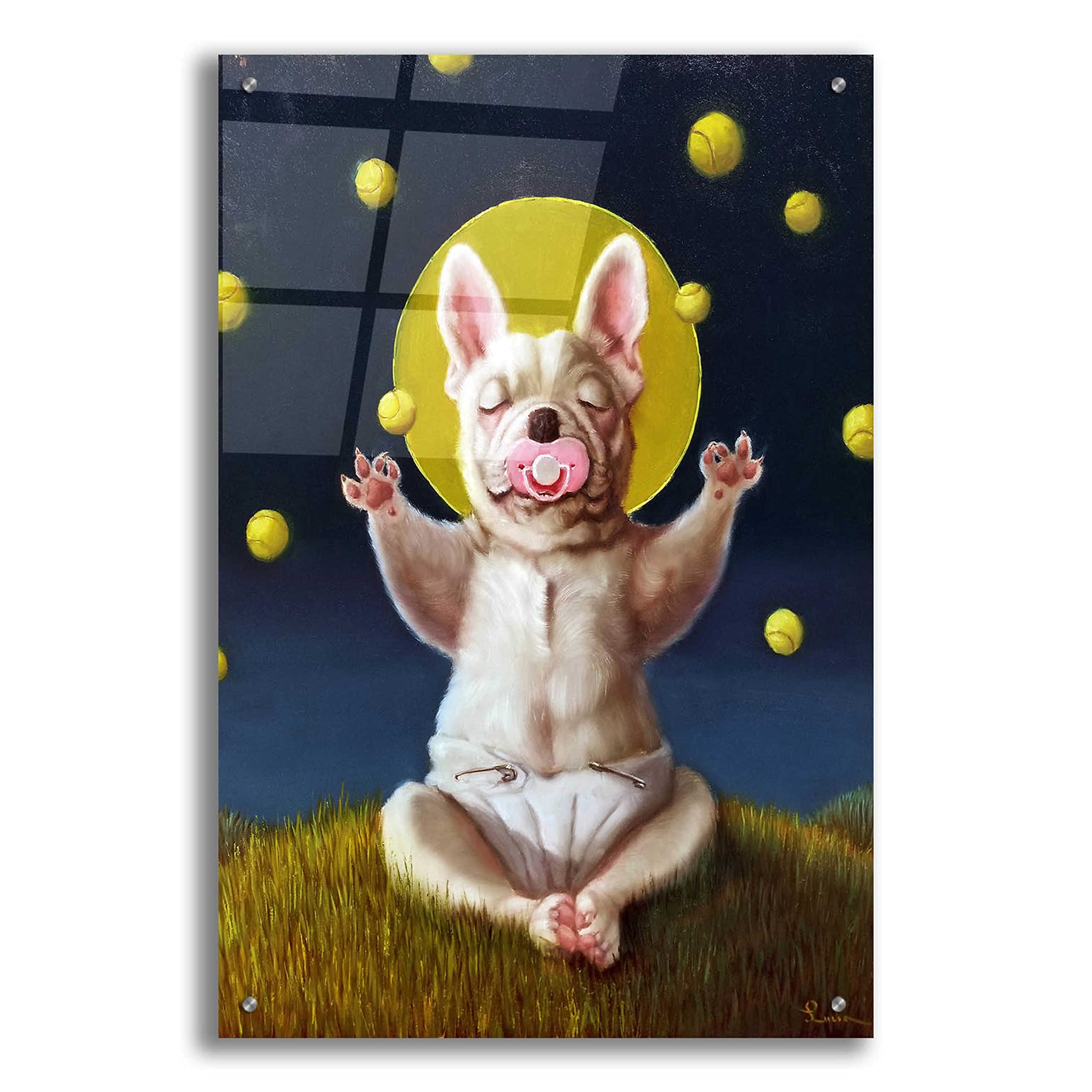 Lucia Heffernan 'Puppy Dreams' Acrylic Glass Wall Art - 24x36 Inch Modern Dog Painting for Living Room, Bedroom & Office Decor
