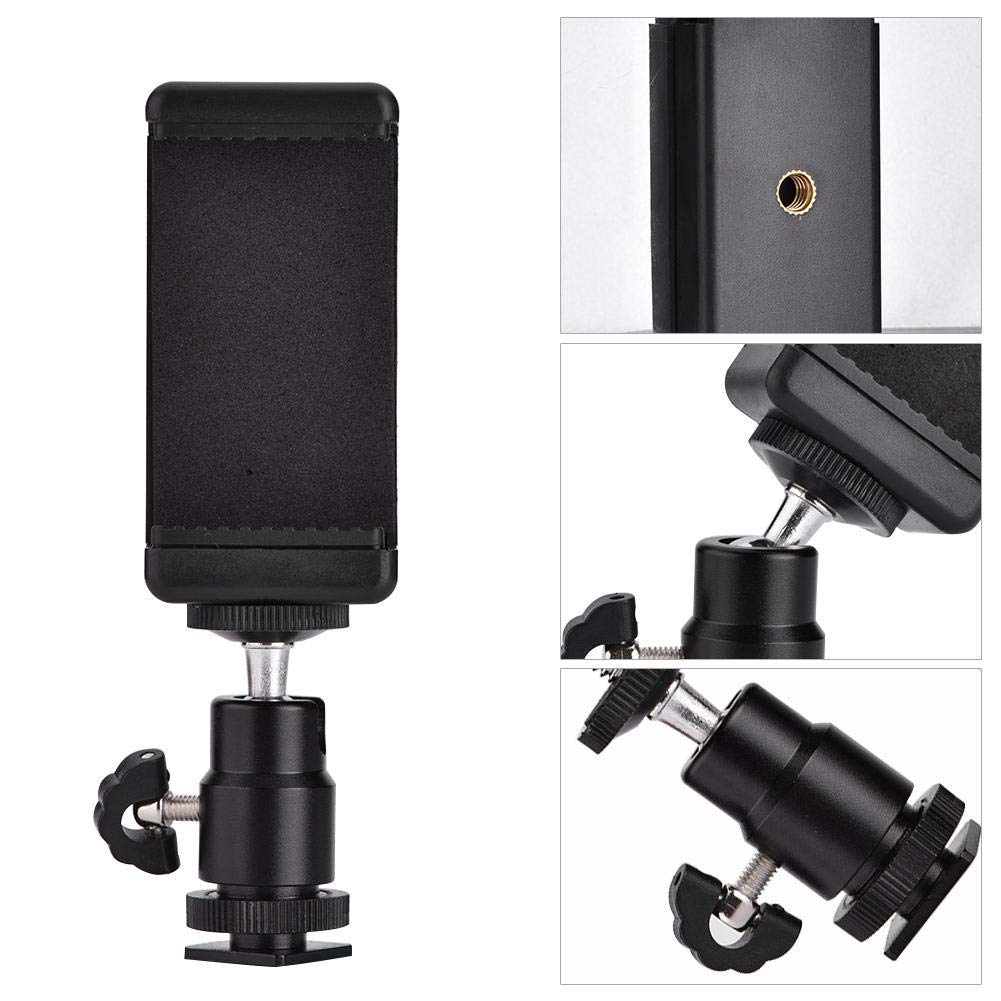 360° Rotating Metal Phone Holder Clip - Universal Tripod Adapter for Smartphones, Flashlights & Handles | Perfect for Vlogging, Live Streaming & Photography (Black)