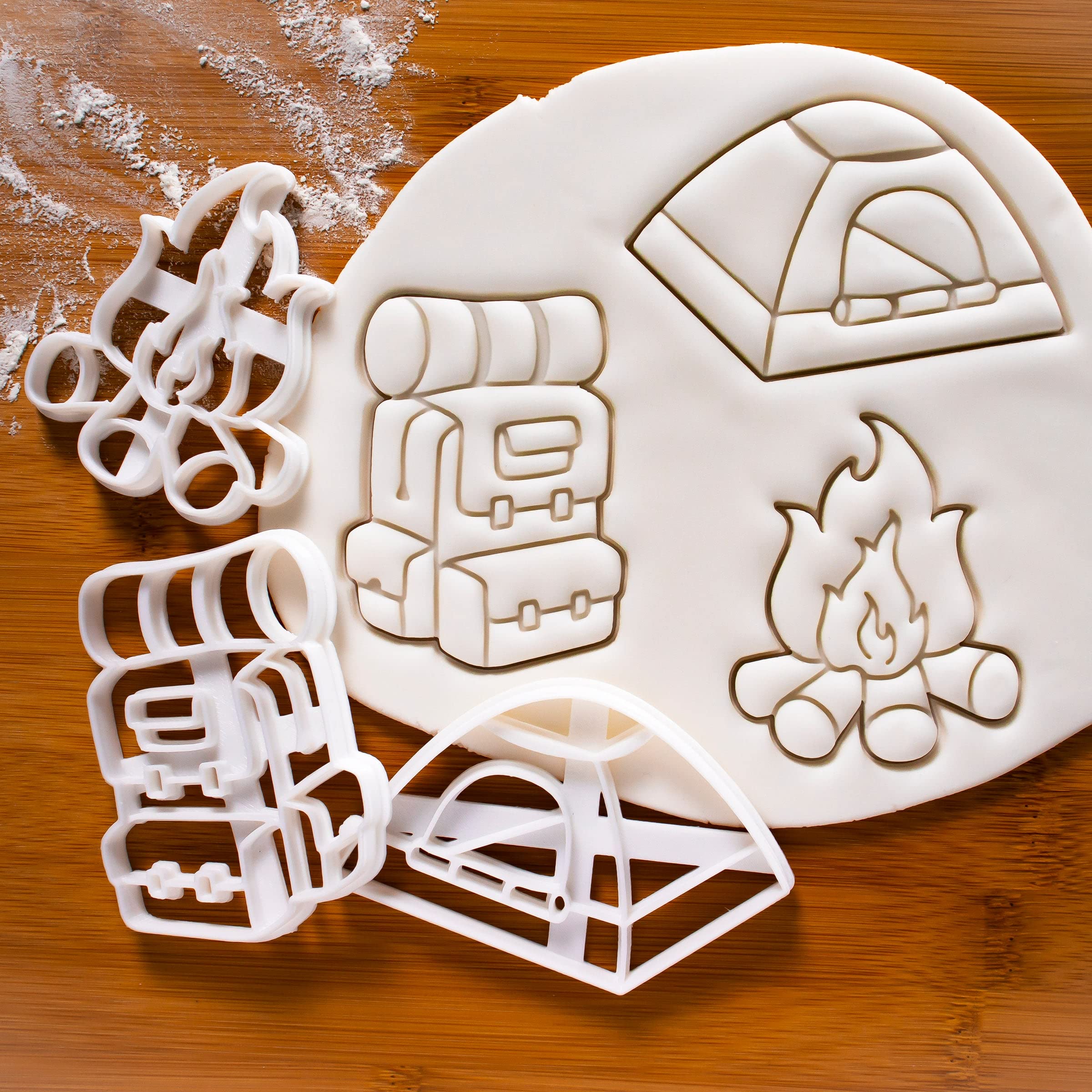 3-Piece Camping Cookie Cutter Set - Backpack, Tent & Bonfire Designs for Outdoor-Themed Baking | Perfect for Camping Parties, Kids Activities & Holiday Cookies