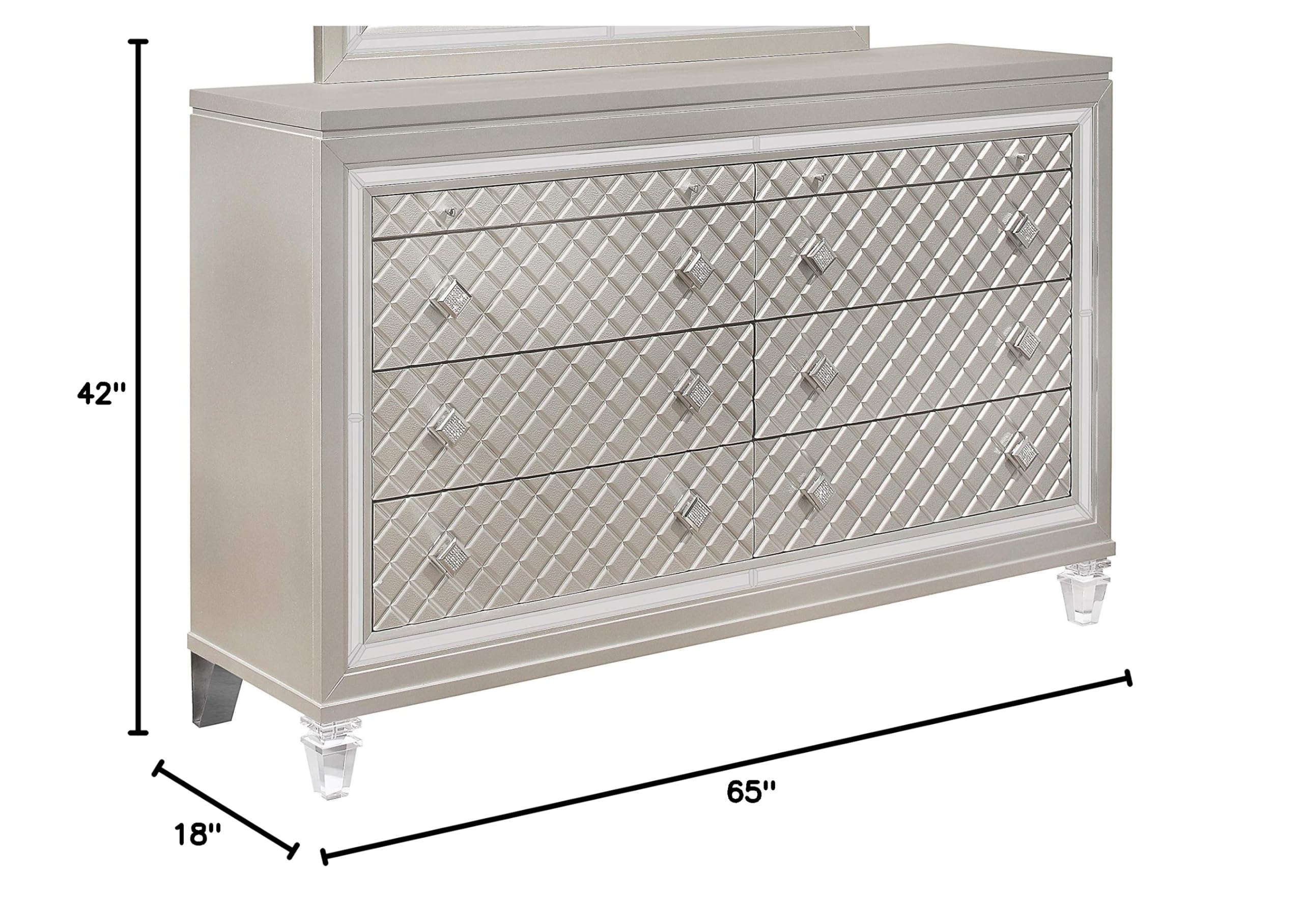 Global Furniture USA Champagne Paris Dresser - Elegant 6-Drawer Dresser for Bedroom & Living Room Storage | Perfect for Home Decor & Organization