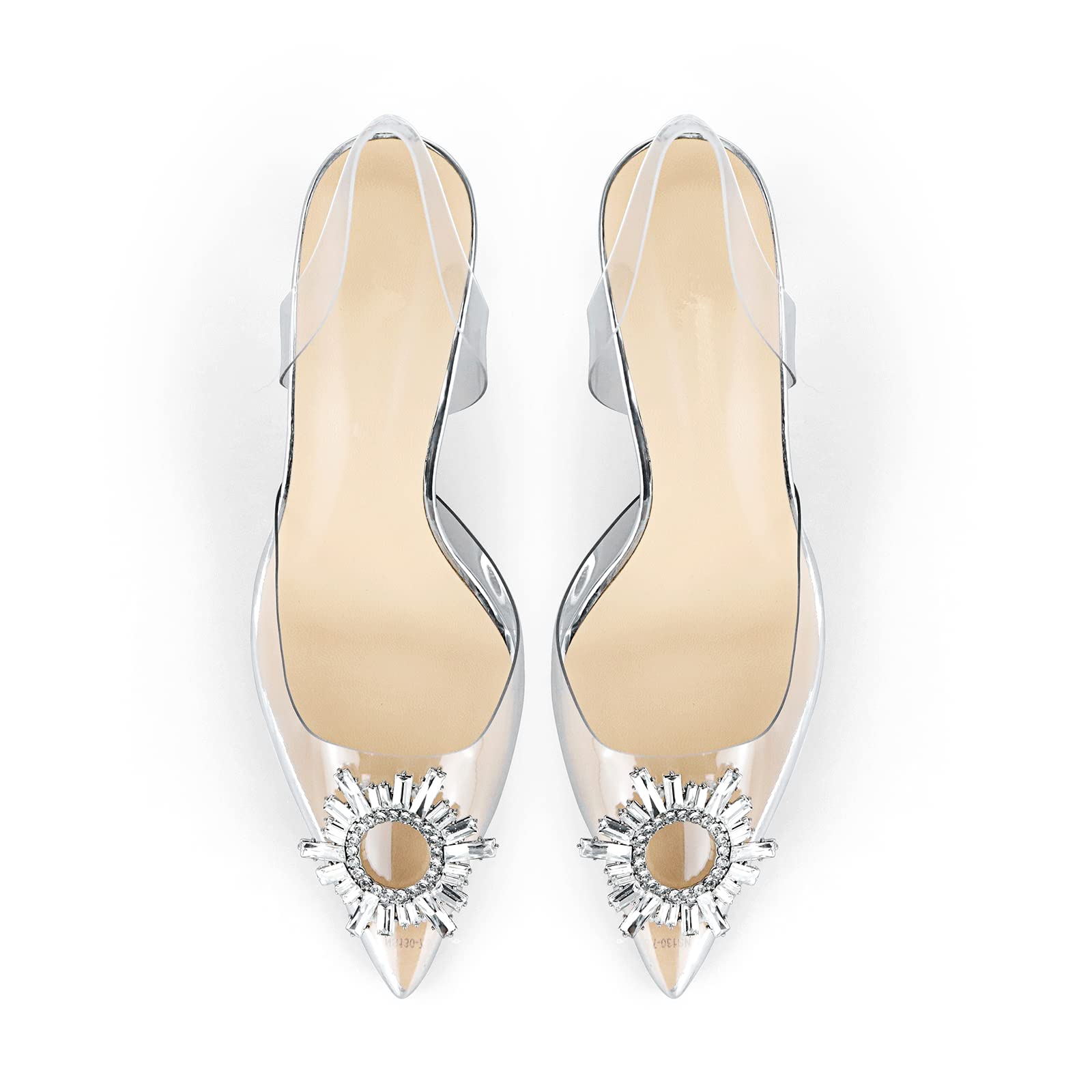ATAX Women's Clear Heels - Transparent PVC Rhinestone Slingback Sandals | Pointed Toe High Heel Wedding Shoes for Ladies (Size 6 US) | Perfect for Bridal Parties, Prom Nights & Formal Events