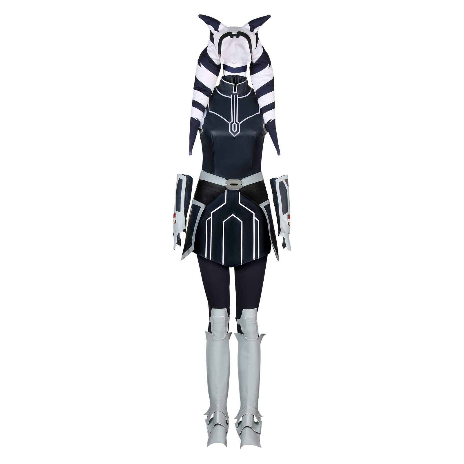 LOADREAM Ahsoka Tano Adult Women Costume Set with Headpiece - Star Wars Clone Wars Cosplay Outfit for Halloween, Comic Con & Themed Parties | Premium SW Rebels Character Dress