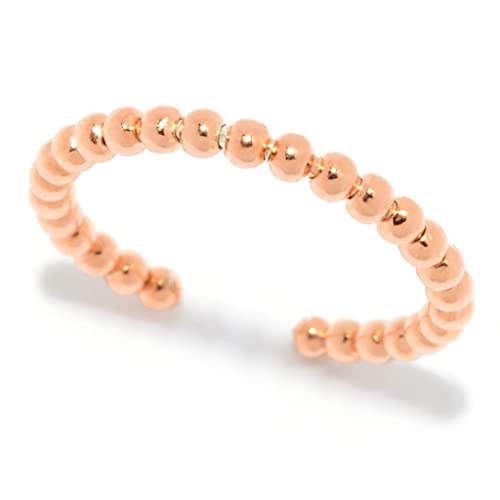 Hall Of Style Rose Gold Plated Flexible Beaded Ring - Adjustable Stackable Jewelry for Women, Perfect for Everyday Wear, Date Nights & Gift Giving