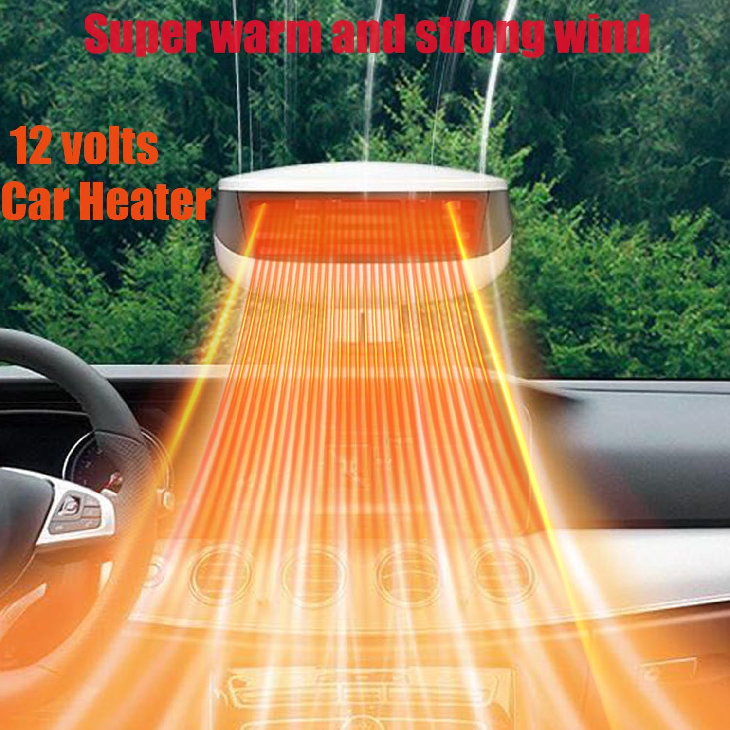 12V Portable Car Heater & Defroster - Dual Function Fast Heating & Cooling Windshield Defogger for Cars, Trucks, SUVs - Plugs into Cigarette Lighter (White) | Perfect for Winter Driving, Road Trips & Emergency Vehicle Heating
