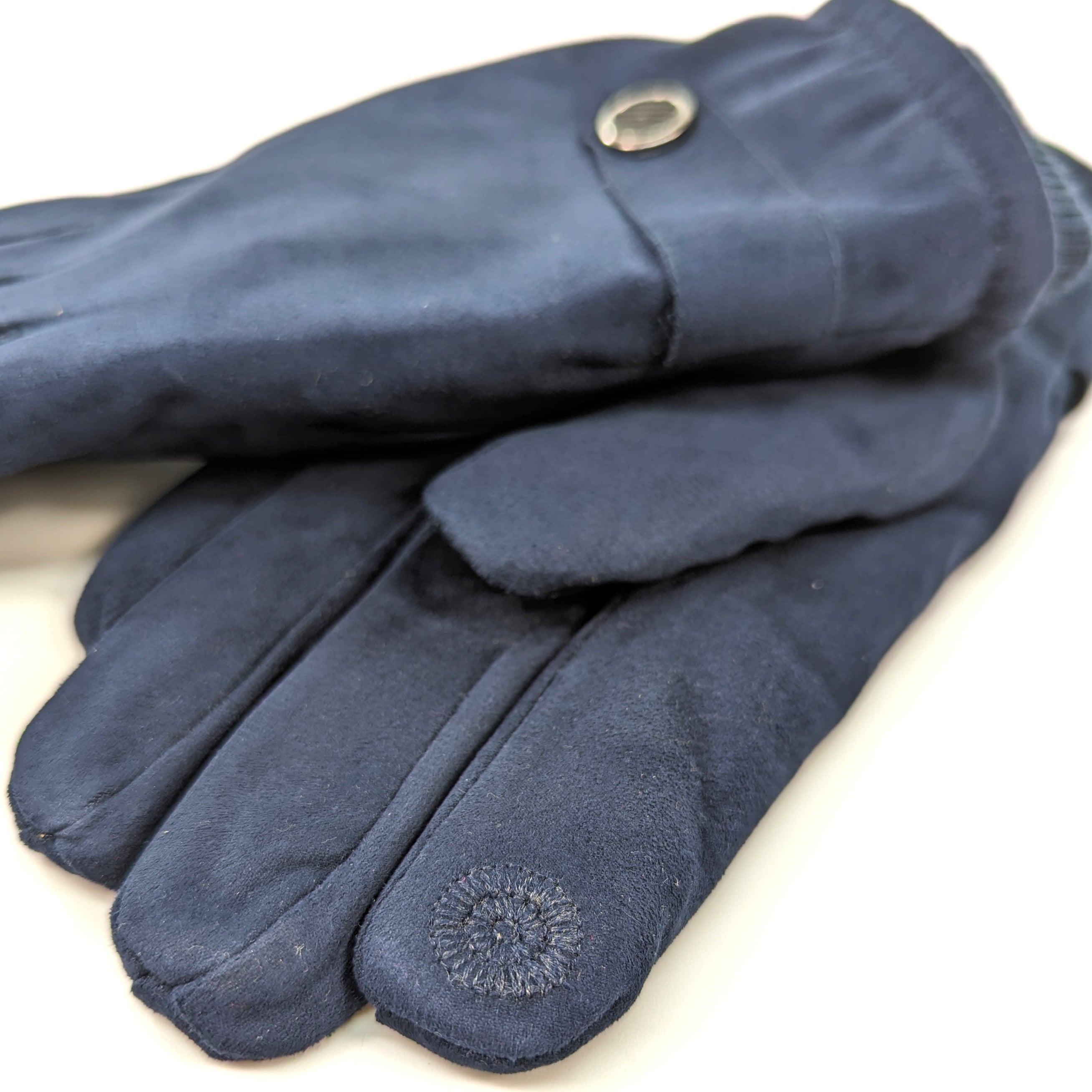 Unisex Winter Gloves with Button Detail - Soft Warm Blue Gloves for Men & Women - Perfect for Outdoor Activities, Skiing, and Cold Weather
