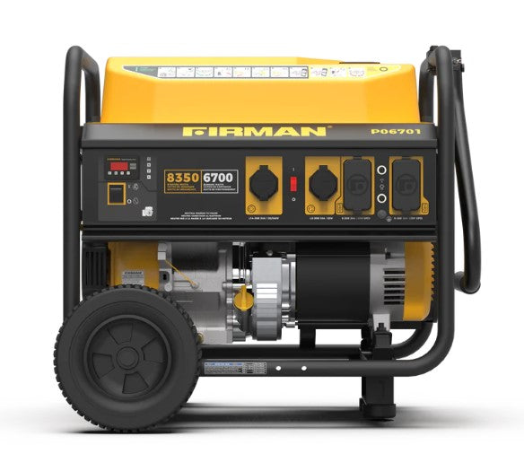 Firman P06701 6700W/8350W Portable Gas Generator with 30 Amp 120V/240V Recoil Start - Ideal for Home Backup Power, Camping & Outdoor Activities