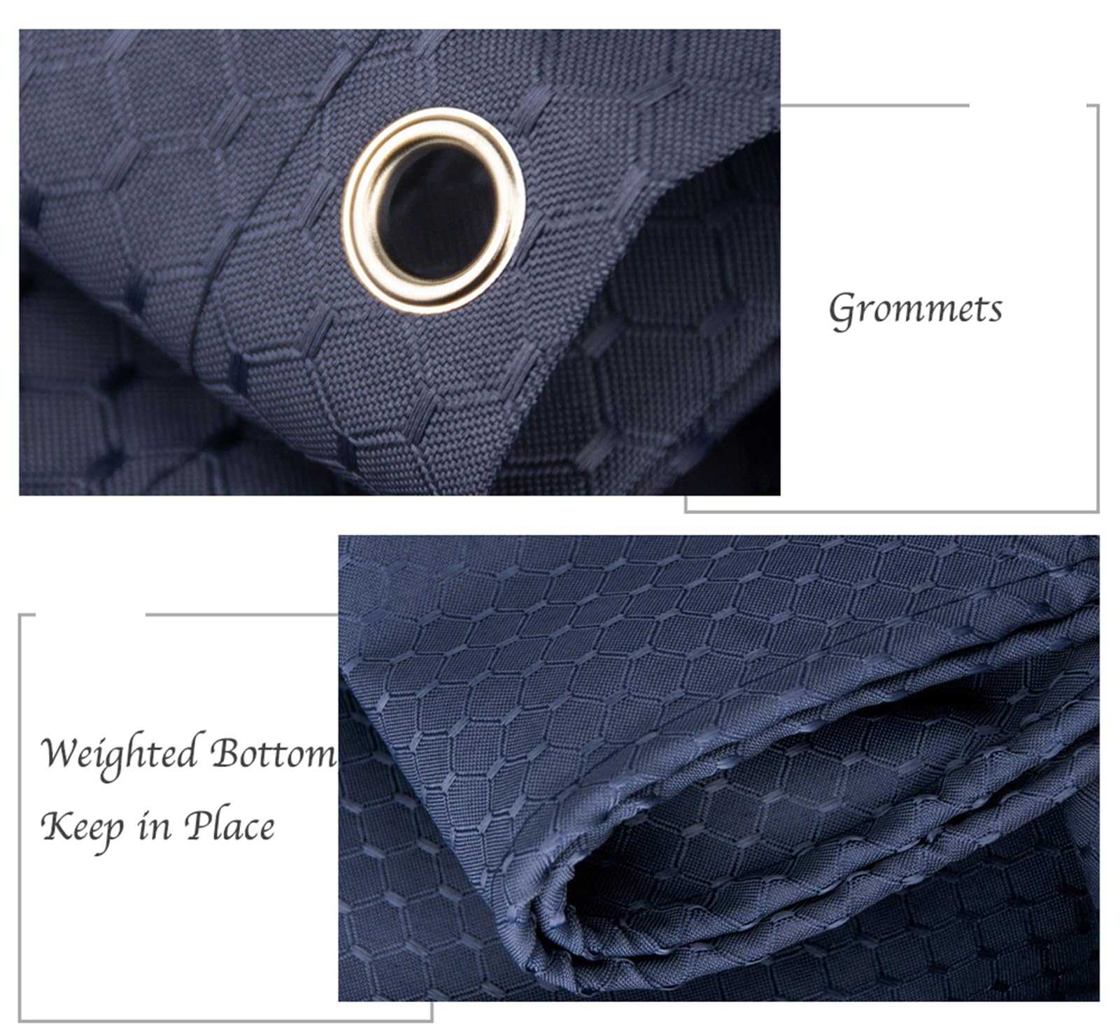 Eforcurtain Extra Long 72x78 Inch Waffle Weave Shower Curtain - Waterproof Bathroom Decor, Heavy Duty Fabric, Elegant Blue - Perfect for Modern Bathrooms & Spa-Like Showers