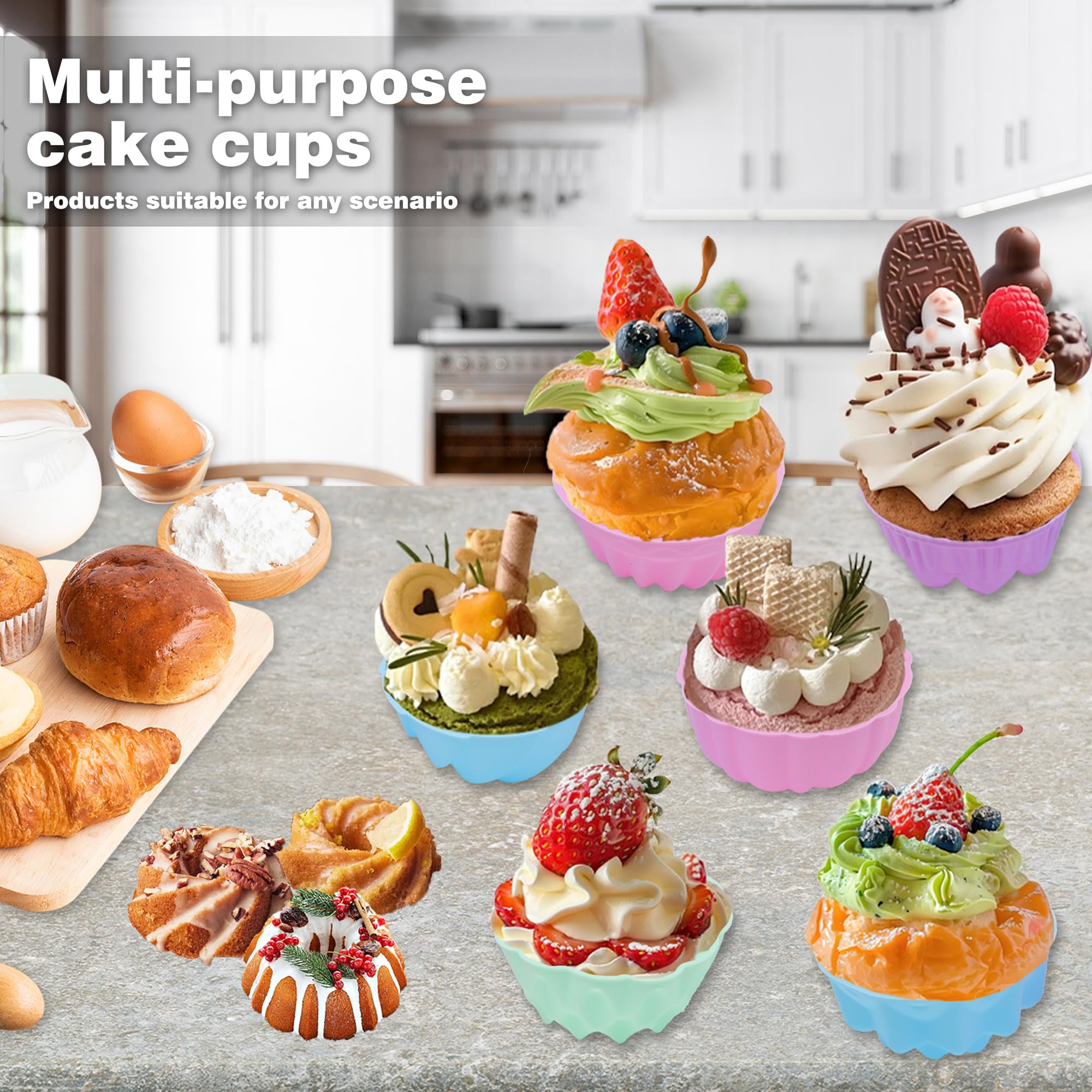 48-Pack Nonstick 3-Inch Silicone Donut Molds - Food Grade Baking Pans for Muffins, Jello & Bagels - Oven, Microwave & Dishwasher Safe - Perfect for Home Baking, Party Treats & DIY Desserts
