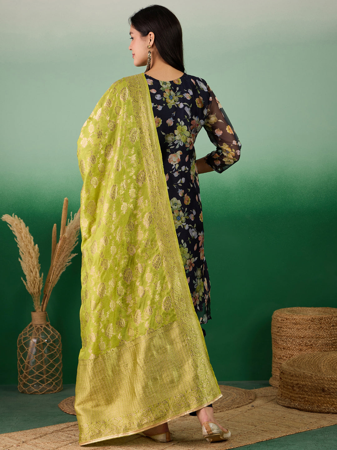Elegant Black Designer Ready-Made Pant Suit with Printed Handwork - Perfect for Office Wear, Business Meetings & Formal Events
