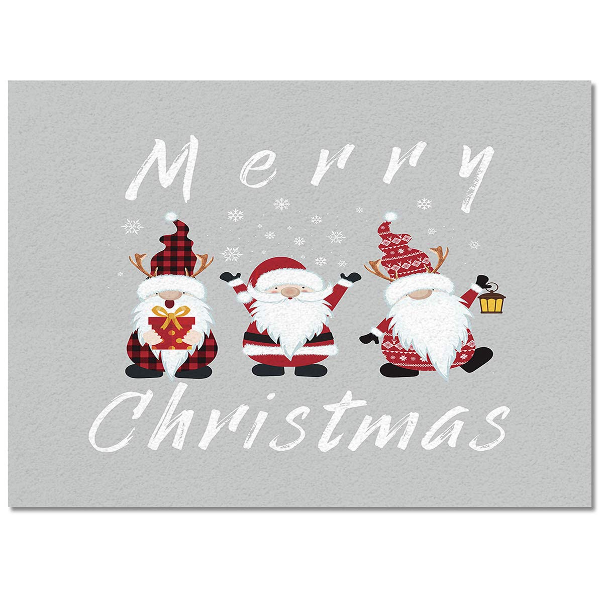 Pinkinco Rectangle Area Rug - Soft Floor Carpet for Bedroom, Kids Playroom & Living Room - Christmas Santa Gnomes Design on Gray Background - Perfect for Home Decor, Holiday Gift & Cozy Spaces