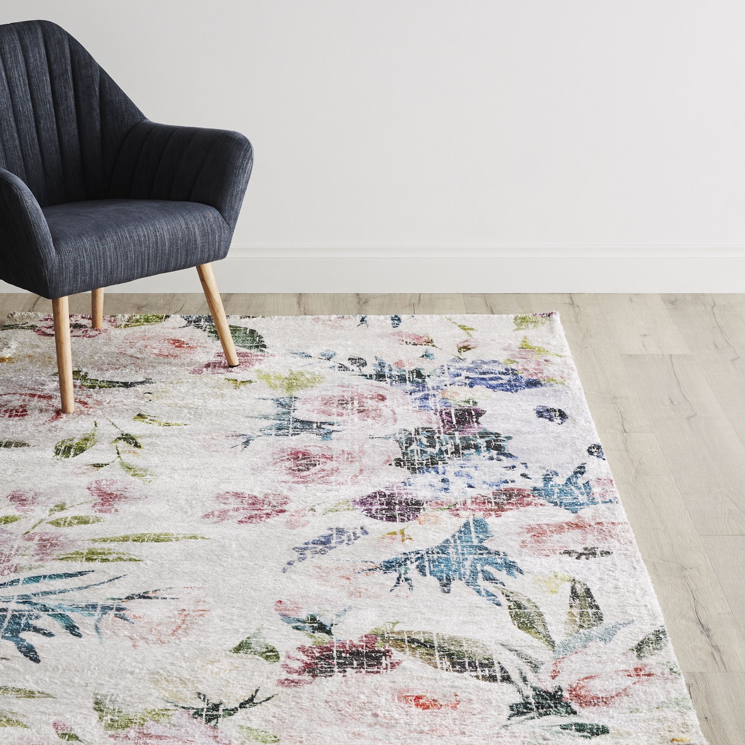 Botanical Snow Digital Printed Tufted Shaggy Rug 8x5 Feet - Soft Plush Bedroom Carpet for Cozy Home Decor, Living Room Floor Mat, Nursery Rug