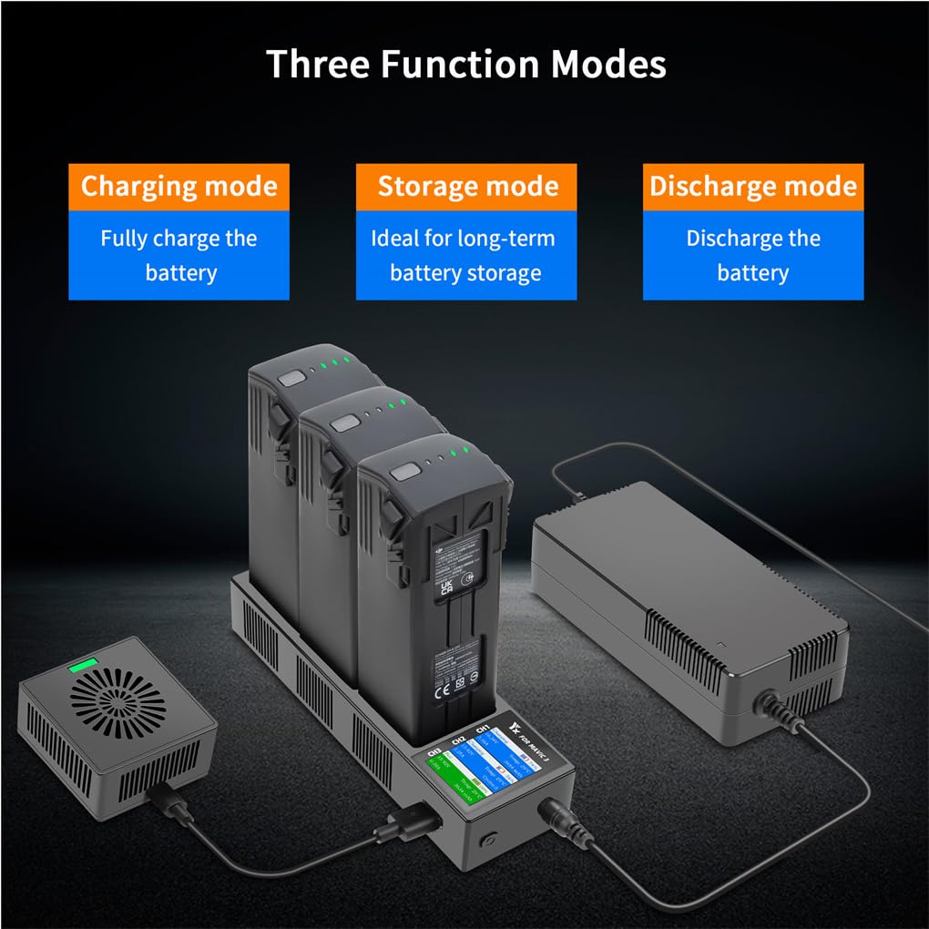 DJI Mavic 3 Digital Display Battery Charging Hub - 4-in-1 Multi Battery Charger with Charge/Discharge Function - Fast Charging Station for DJI Mavic 3 Batteries - Perfect for Travel, Aerial Photography & Professional Drone Use