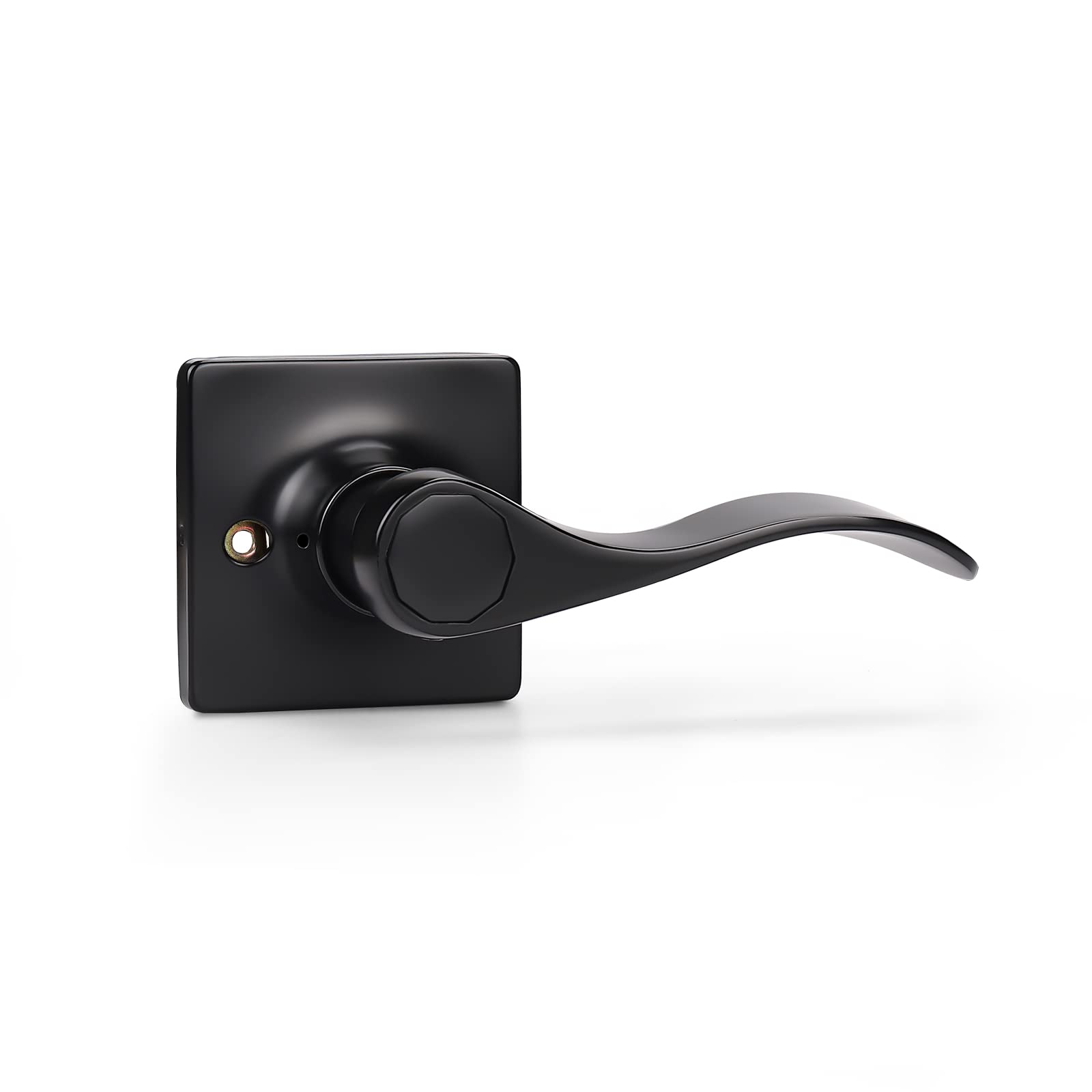 KNOBWELL Matte Black Door Handle - 1 Pack Wave Style Dummy Lever for Right Hand Interior Closet Doors | Modern Hardware for Bedroom, Bathroom & Cabinet Installation