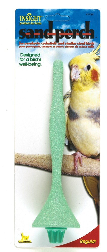 JW Pet Company Insight Sand Perch for Birds - Regular Size, Assorted Colors - Perfect for Parrots, Cockatiels & Small Birds - Cage Accessory for Grooming & Comfort