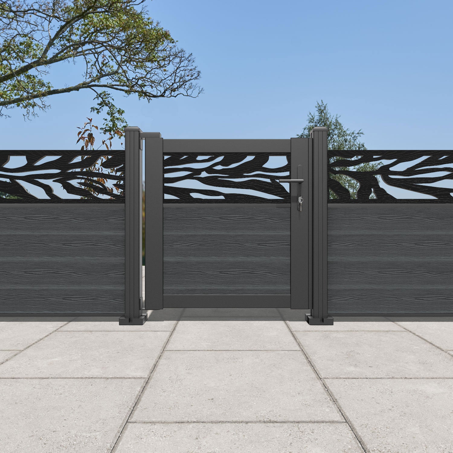 Classic Malawi Pedestrian Gate - Dark Grey Steel Walkway Entry Door for Home & Garden Security | Perfect for Driveways, Fences, and Property Access Control