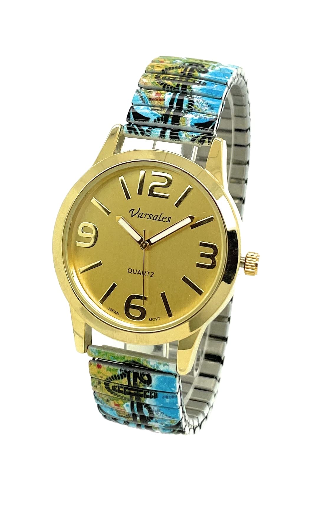 Varsales Anchor & Map Design Stretch Elastic Band Fashion Watch - Perfect for Nautical Enthusiasts, Beach Lovers, and Summer Outfits
